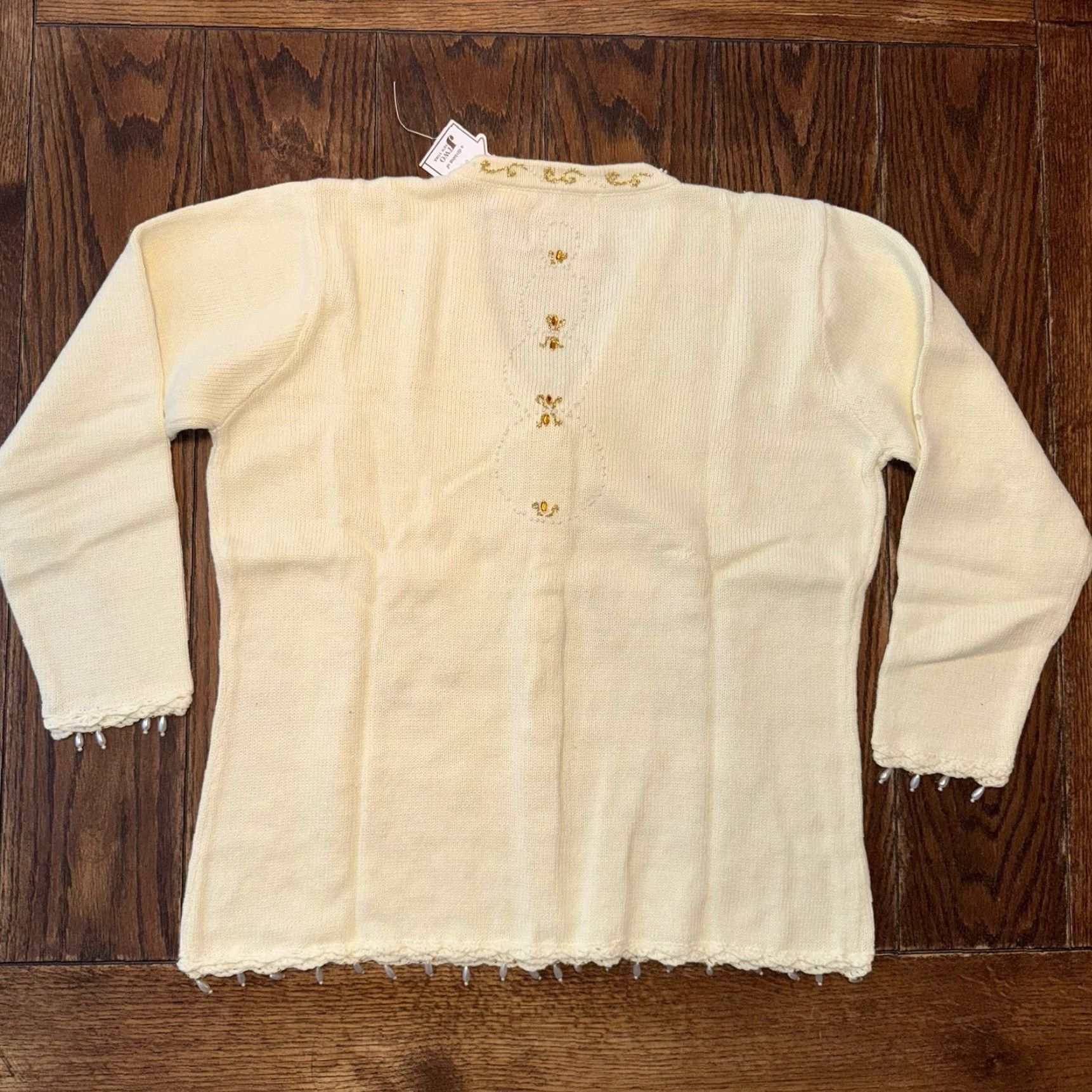 Vintage VINTAGE Storybook Knits Sweater Golden Angel Embroidered Women Medium Christmas Cardigan Size M / US 6-8 / IT 42-44 - 5 Thumbnail