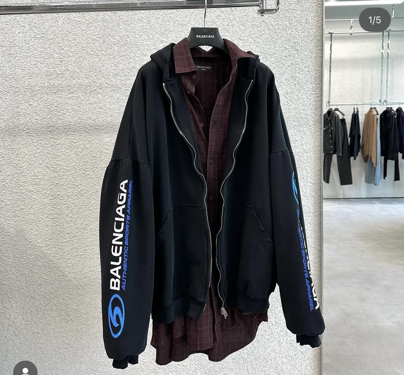Balenciaga BALENCIAGA SURFER LAYERED ZIP-UP HOODIE Size US M / EU 48-50 / 2 - 5 Thumbnail