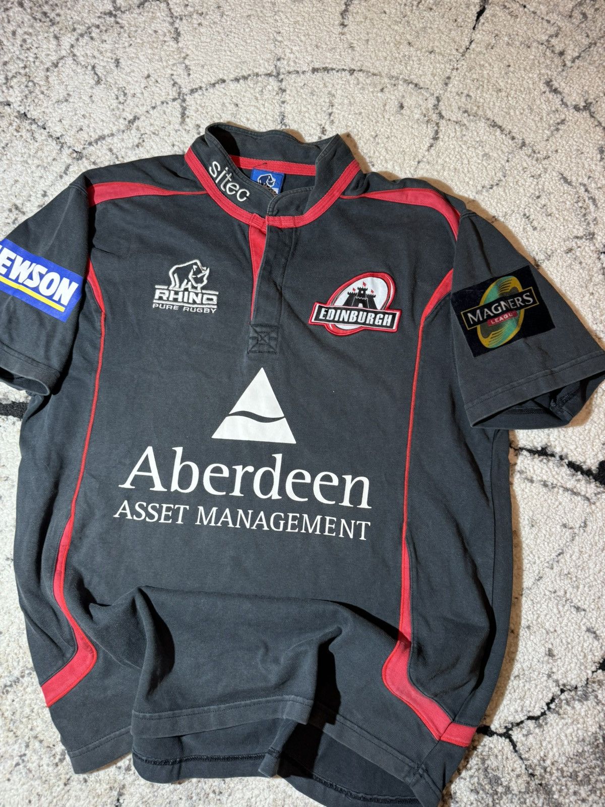 Vintage Edinburgh Union 2009 Black Rhino Rugby Jersey Maillot L sz Size US L / EU 52-54 / 3 - 4 Thumbnail