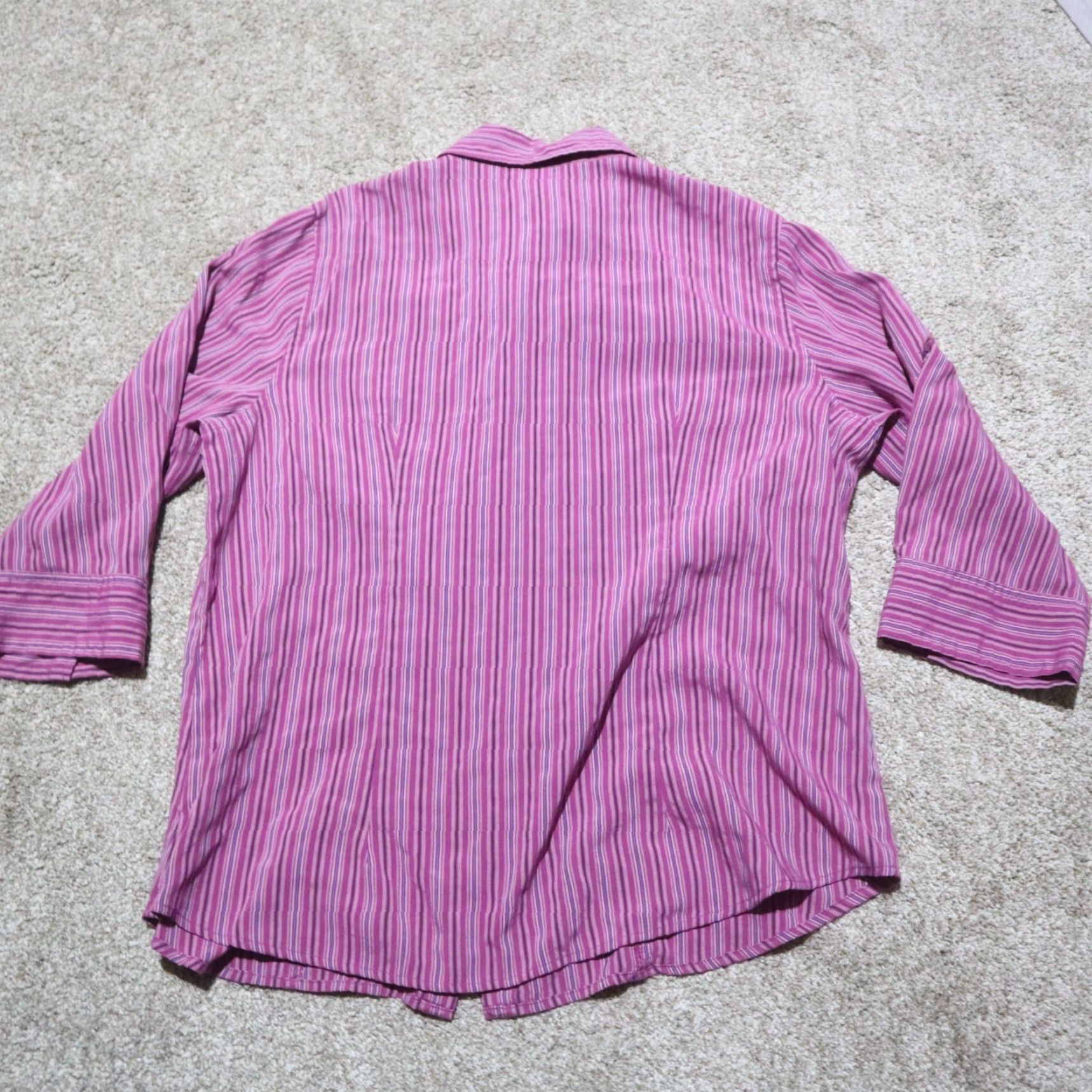 Croft & Barrow CROFT & BARROW Shirt Women's Size XL Purple Striped Button Up Long Sleeve Casual Size XL / US 12-14 / IT 48-50 - 8 Thumbnail