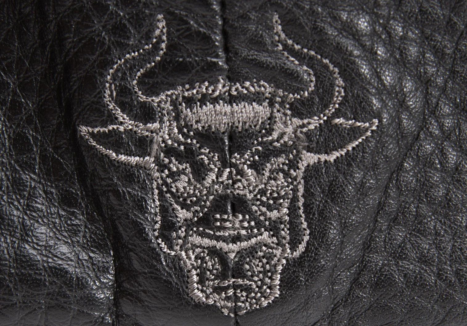 Jean Paul Gaultier Buffalo Embroidered Cow Leather Hunching Hat in Black Size ONE SIZE - 3 Thumbnail