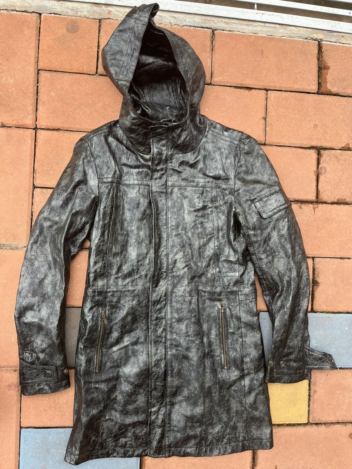 Tornado Mart vintage tornado mart Long Trench leather Jacket parkan Size US L / EU 52-54 / 3 - 2 Thumbnail