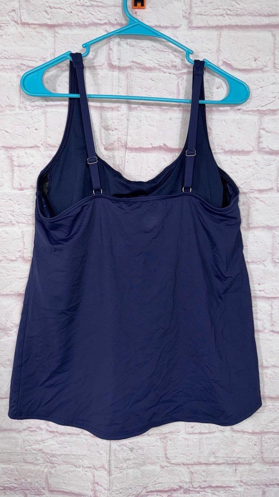 Lands' End Lands' End Square-Neck Underwire Tankini Swimsuit Top 18L Size ONE SIZE - 7 Thumbnail
