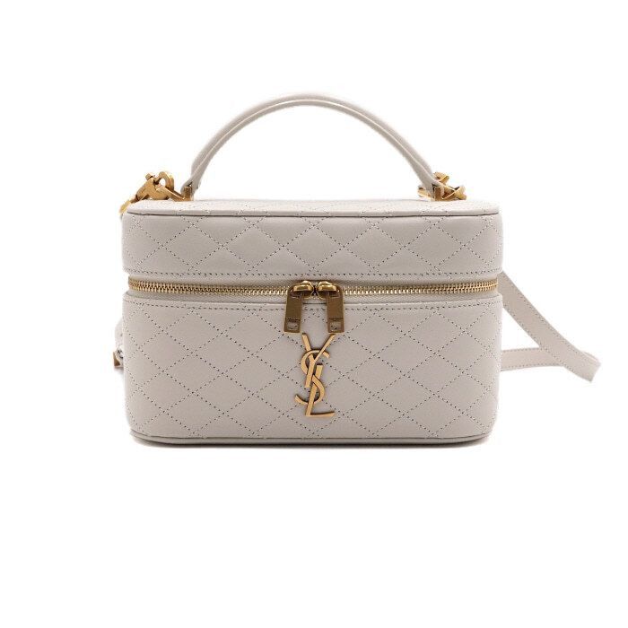 Yves Saint Laurent White Lambskin Monogram GABY Vanity Top Handle Tote Bag and Size ONE SIZE - 1 Thumbnail