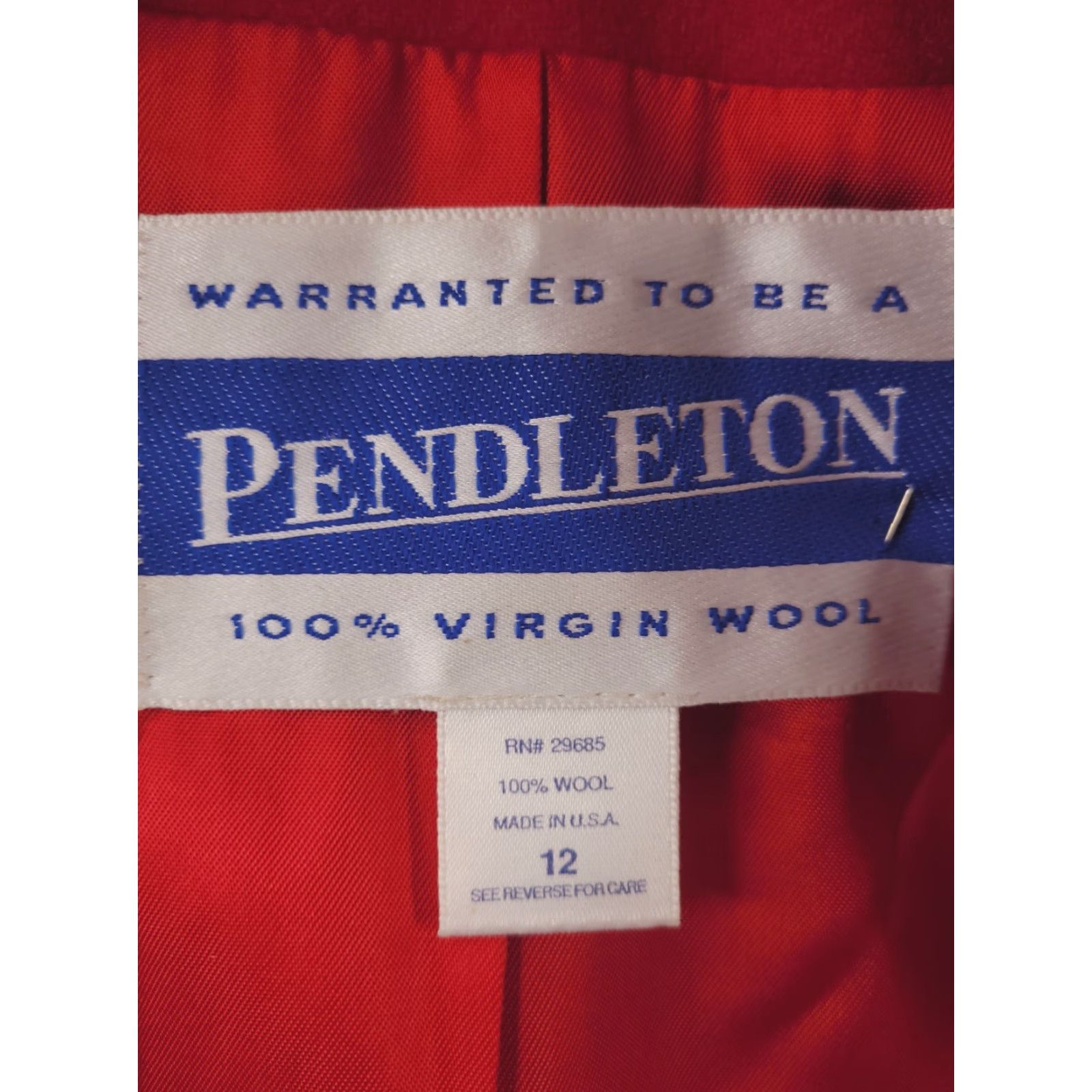 Pendleton Pendleton Coat Womens 12 Red Wool Long Double Breasted Made in USA Size XL / US 12-14 / IT 48-50 - 2 Thumbnail