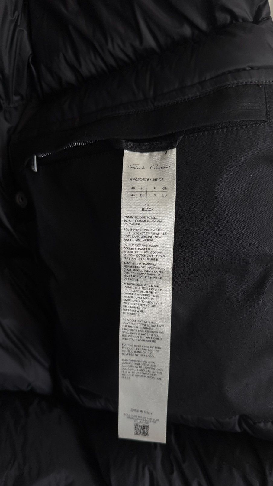Rick Owens Black RICK OWENS Porterville Turtle Down Coat Size S / US 4 / IT 40 - 4 Thumbnail