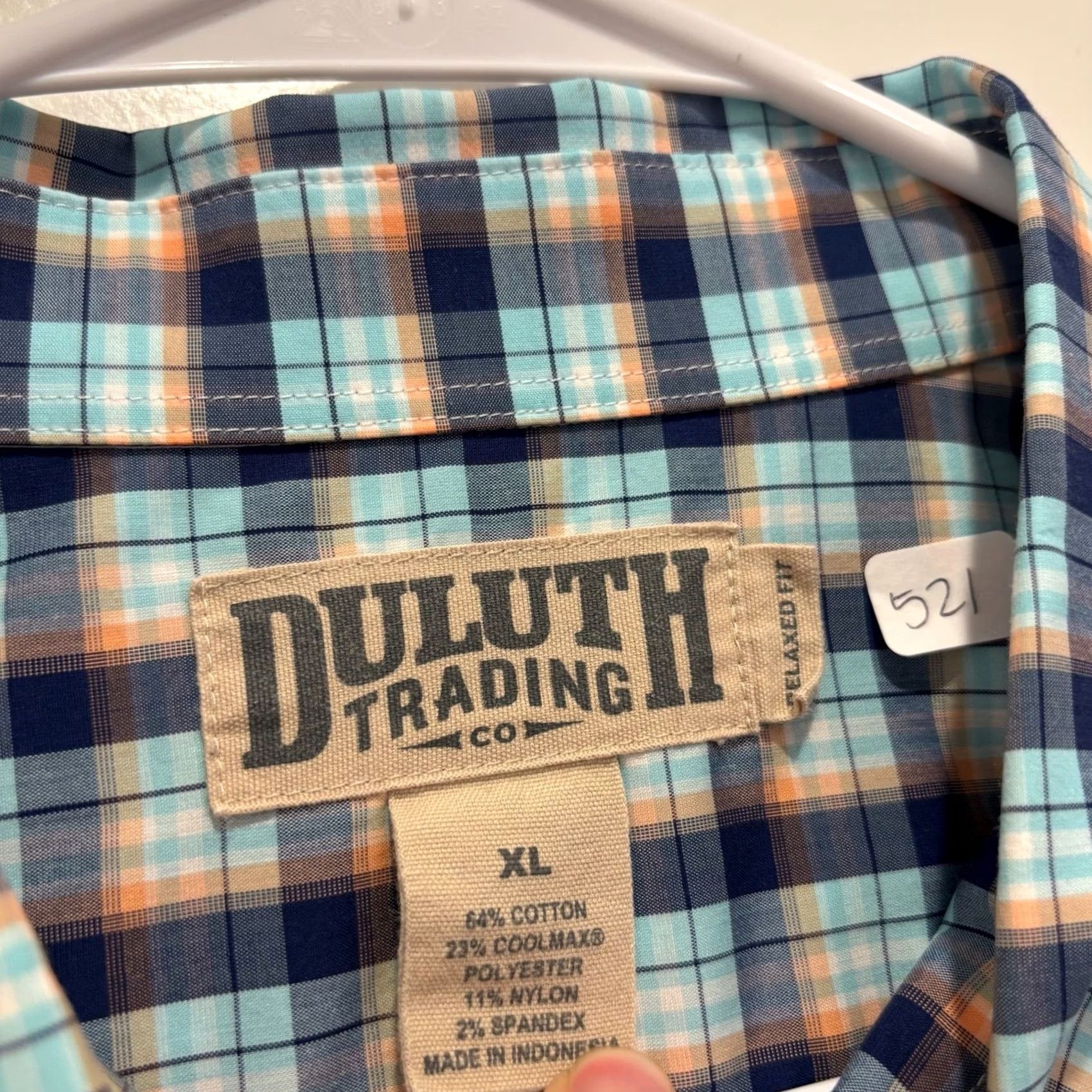 Duluth Trading Company Duluth Trading Co Mens XL Relaxed Fit Coolmax Plaid Short Sleeve Button Down Shirt Size US 36 / EU 52 - 2 Thumbnail