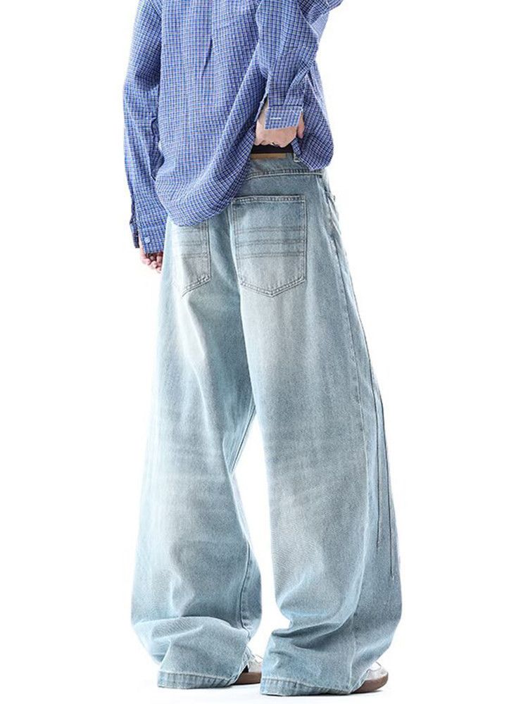 Japanese Brand Men's American-Style Washed & Paneled Curved-Leg Jeans Size US 32 / EU 48 - 5 Thumbnail