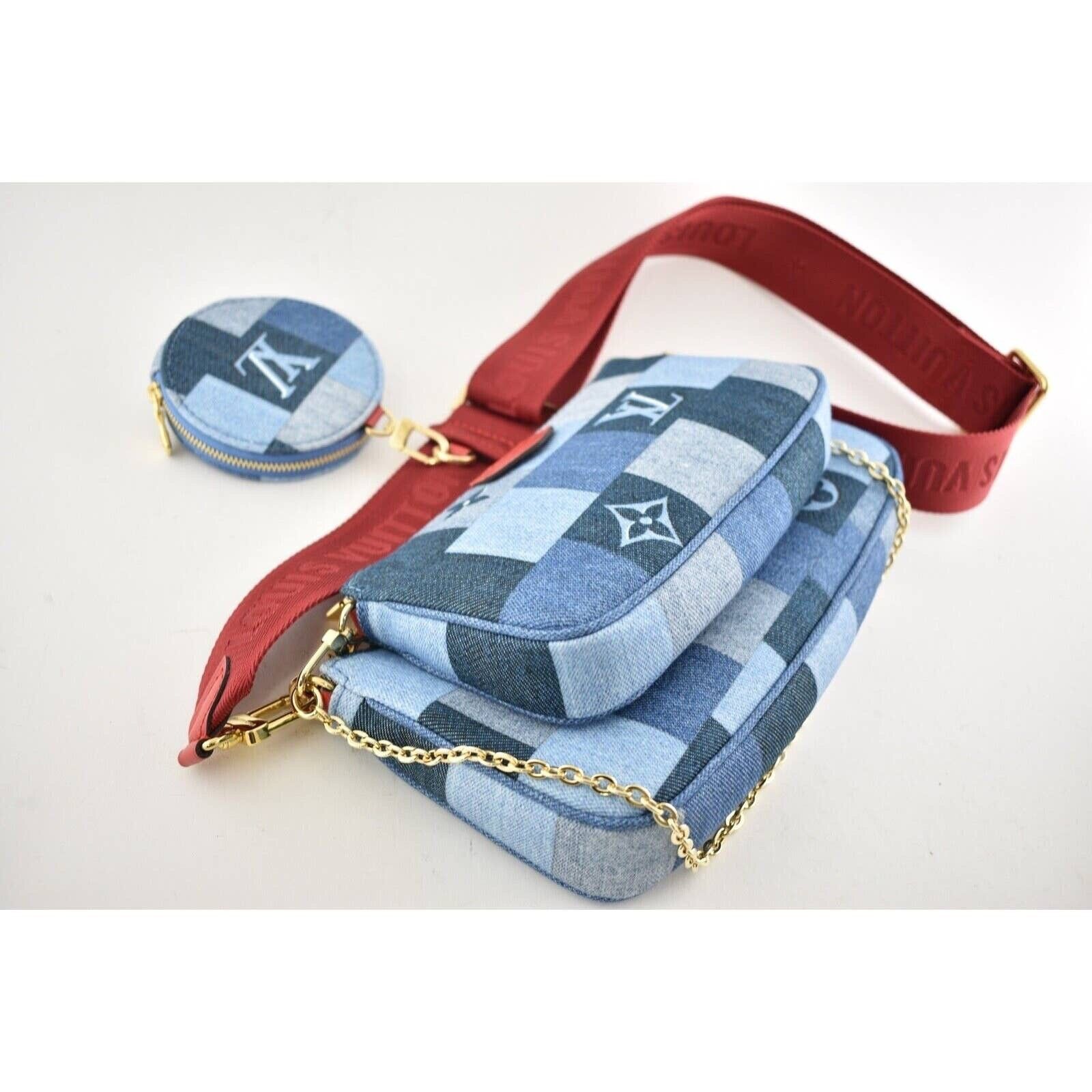 Louis Vuitton Louis Vuitton Patchwork Denim Blue Red Crossbody Bag Size ONE SIZE - 4 Thumbnail
