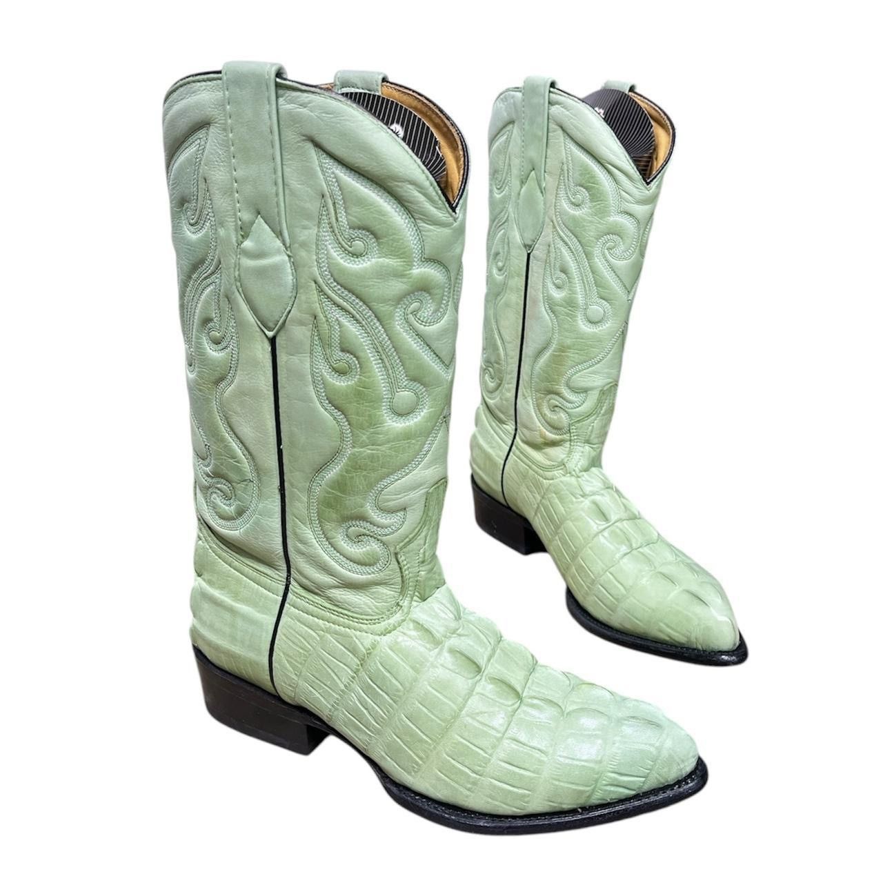 Los Altos Boots 90s los altos green croc cowboy boots Size US 8 / EU 41 - 1 Thumbnail