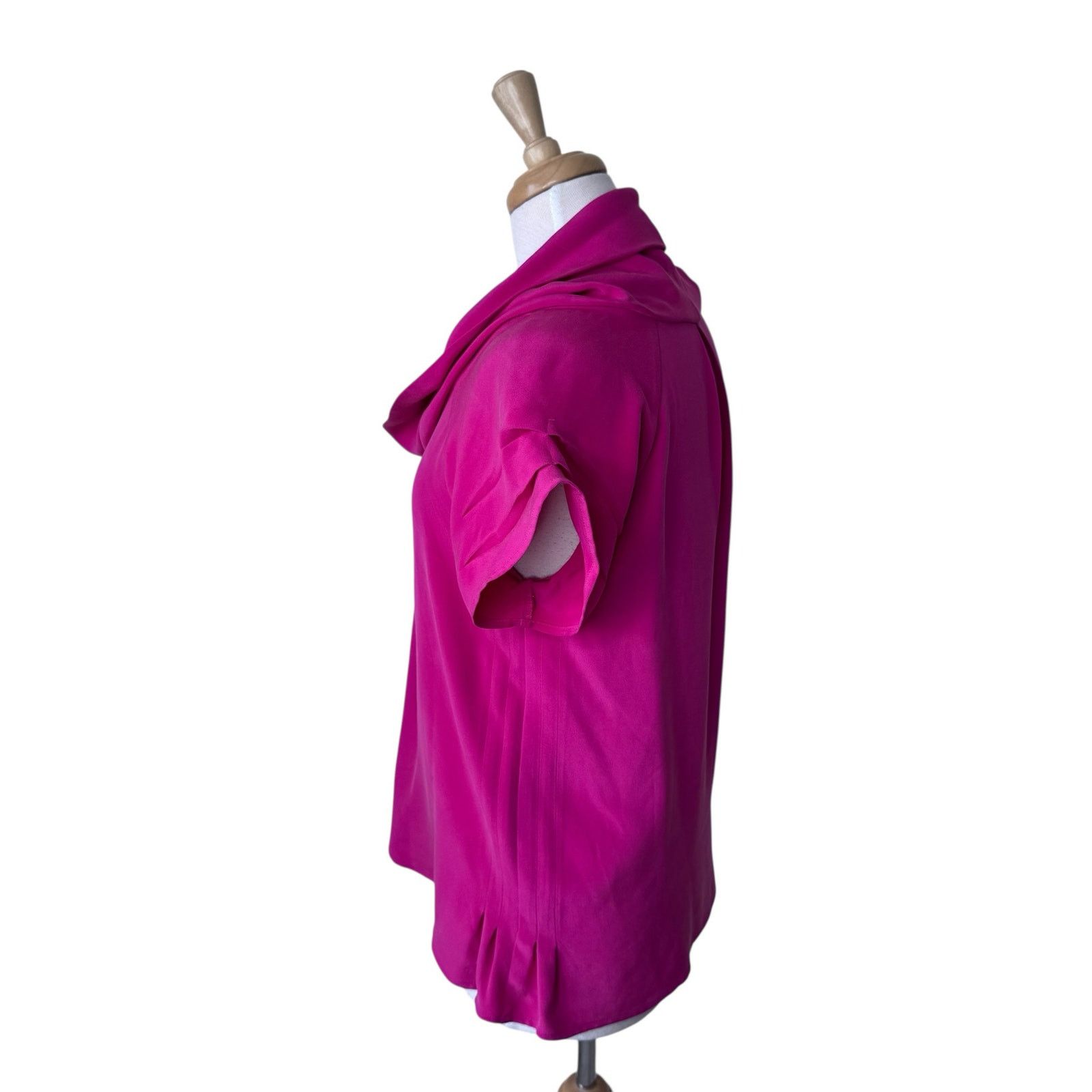 Other MADISON MARCUS Silk Fuchsia Draped Pleated Cowl Neck Blouse Size M / US 6-8 / IT 42-44 - 4 Thumbnail