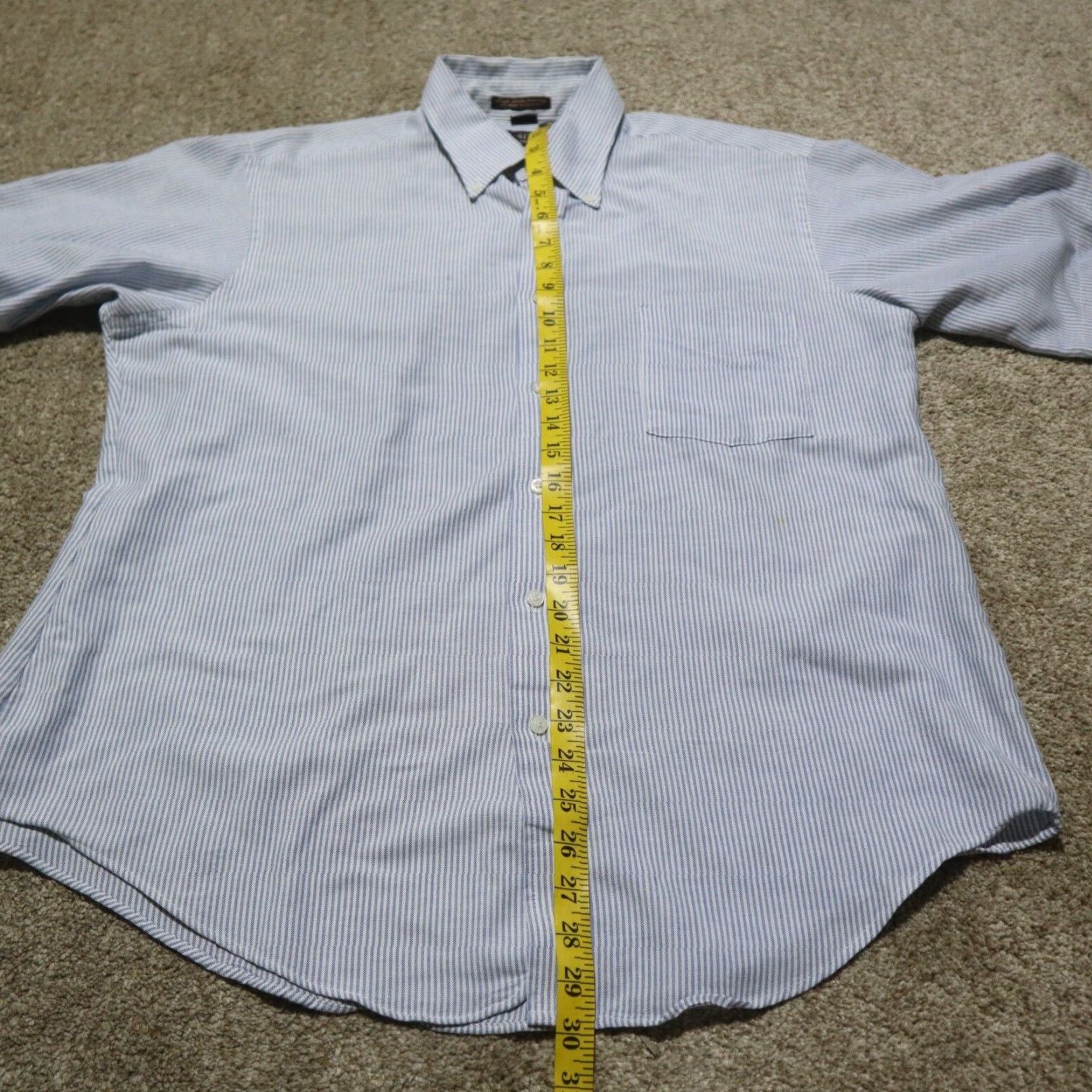 Van Heusen VAN HEUSEN Men's Dress Shirt Oxford Blue Stripes 16.5 Business Casual Regular Fit Size 42R - 6 Thumbnail