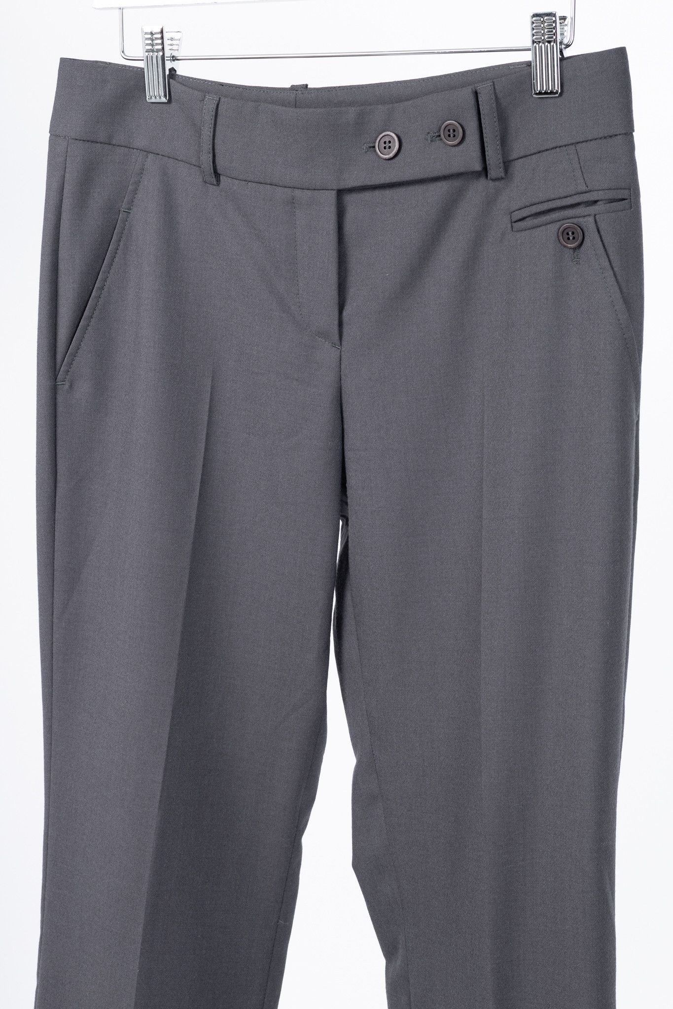 Brunello Cucinelli Brunello Cucinelli Grey Wool Double-Button-Fly Trousers Size 28" / US 6 / IT 42 - 3 Thumbnail