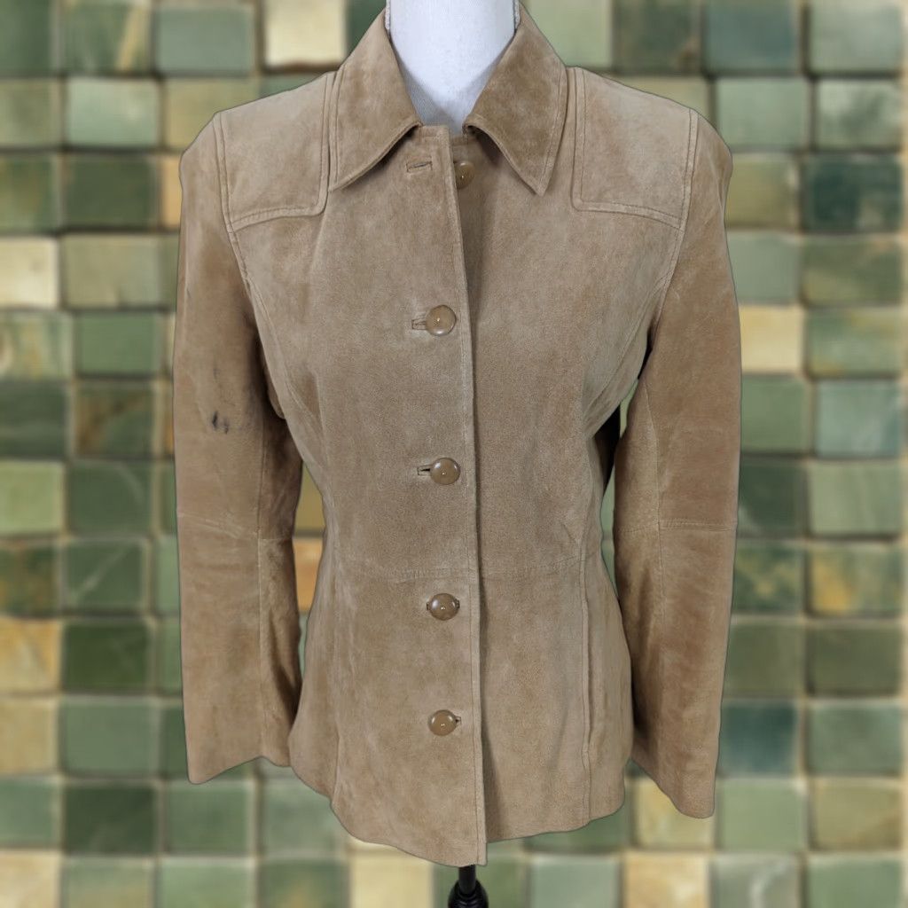 Liz Claiborne VINTAGE Liz Claiborne Leather Suede Bomber Moto Jacket Coat Lined 10 /Medium Brown Women Shirt/Coat Size L / US 10 / IT 46 - 1 Preview