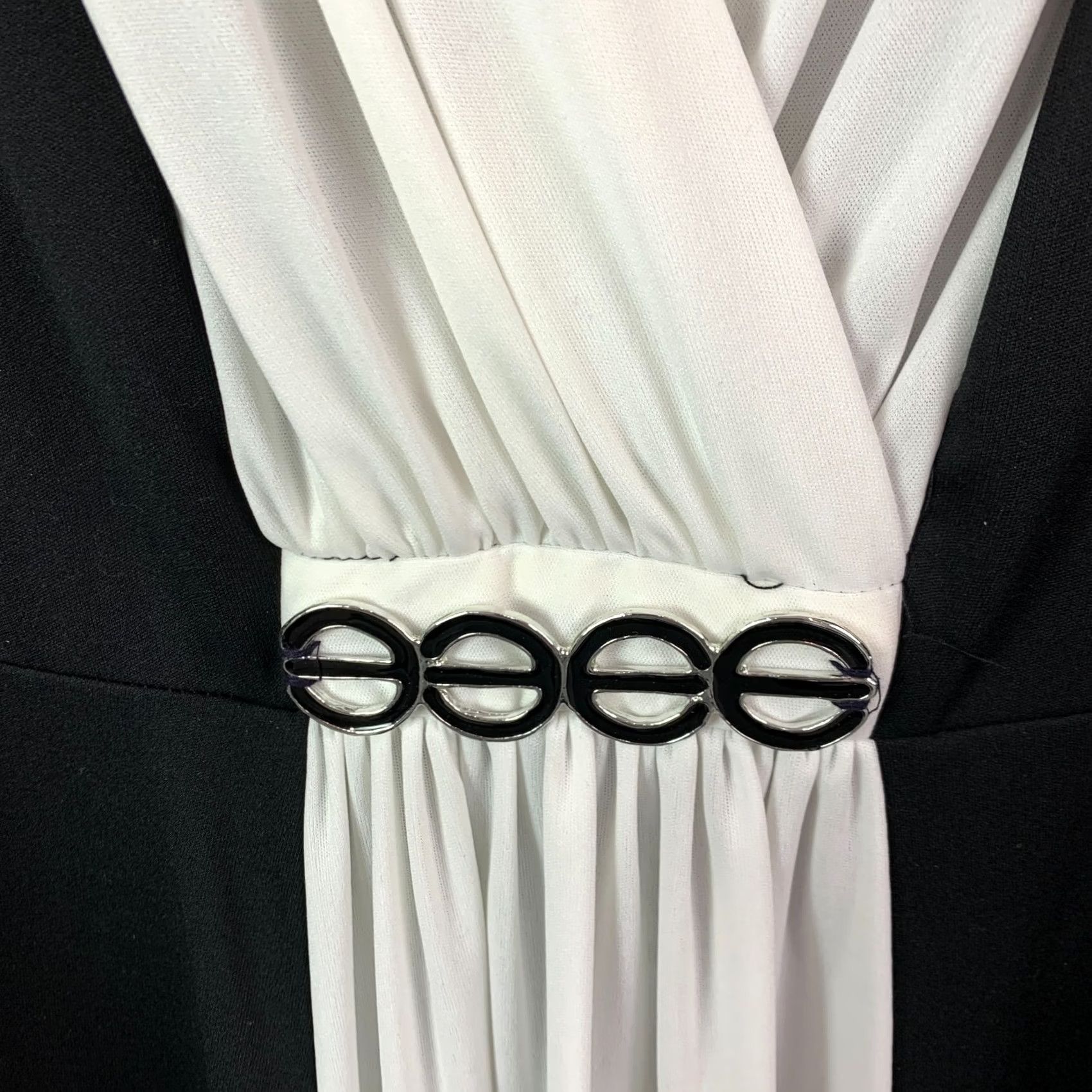 Vintage VINTAGE Black & White Angel Wings Sleeves Chiffon Grecian Addams Dress Maxi 1970s 16 Party Womens Size XXL / US 16-18 / IT 52-54 - 3 Thumbnail