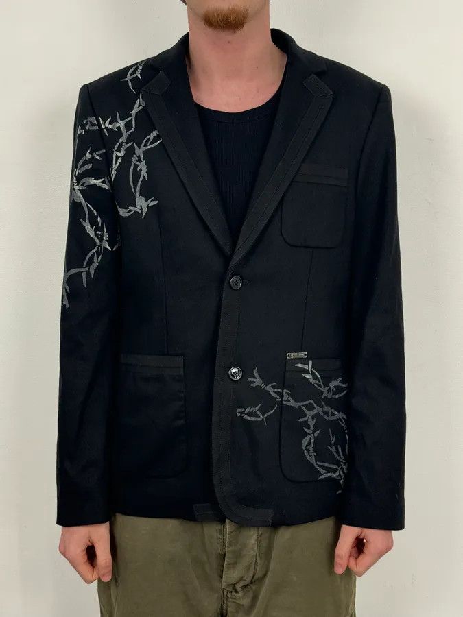 John Galliano AW2010 John Galliano Black Barbed Wire Blazer Jacket Size 44R - 2 Thumbnail