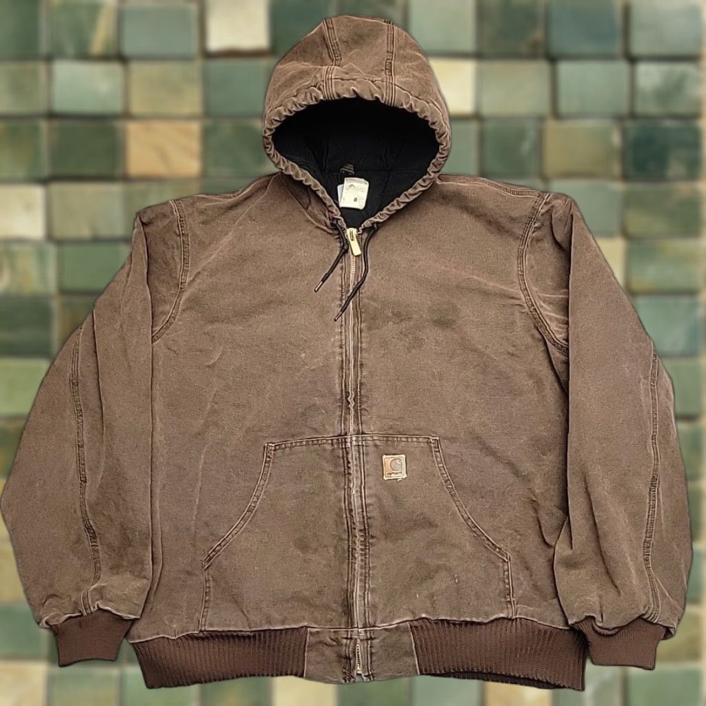 Carhartt VTG Carhartt Active Jacket Mens 2XLT Brown Duck Canvas Hooded Lined J130 CHT Jacket Workwear Mens Size US XXL / EU 58 / 5 - 1 Thumbnail