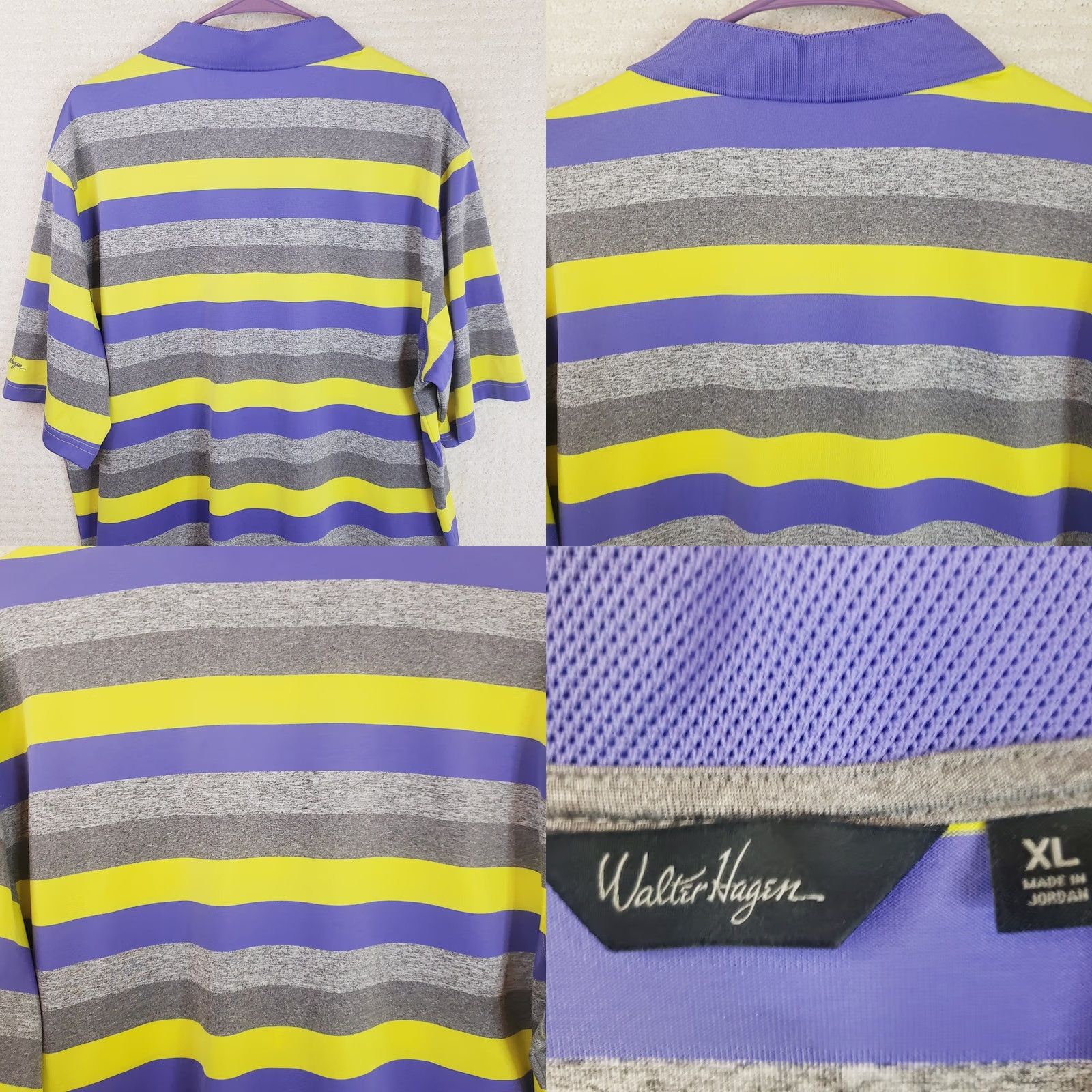 Vintage Walter Hagen Shirt Mens XL Purple Yellow Striped Polo Golf Casual Short Sleeve Size US XL / EU 56 / 4 - 8 Thumbnail