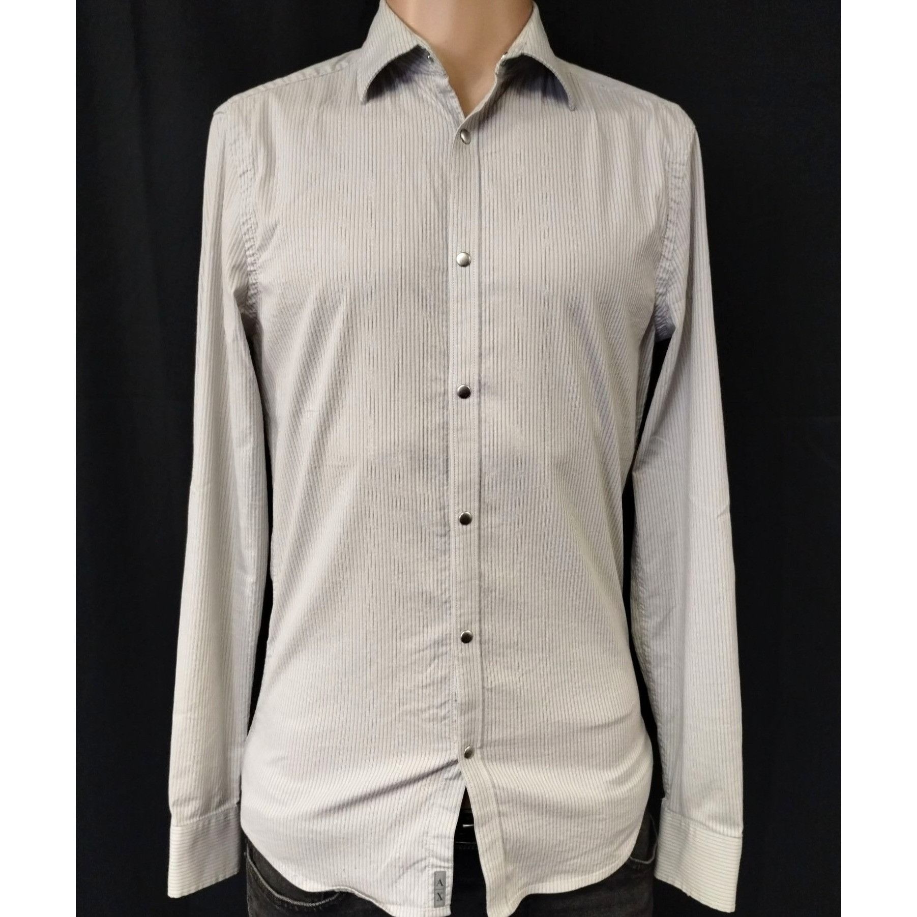 Armani Exchange Armani Exchange Men's Grey Shirt/Silver Snaps Sz XS SKU 4008 Size US XS / EU 42 / 0 - 1 Thumbnail