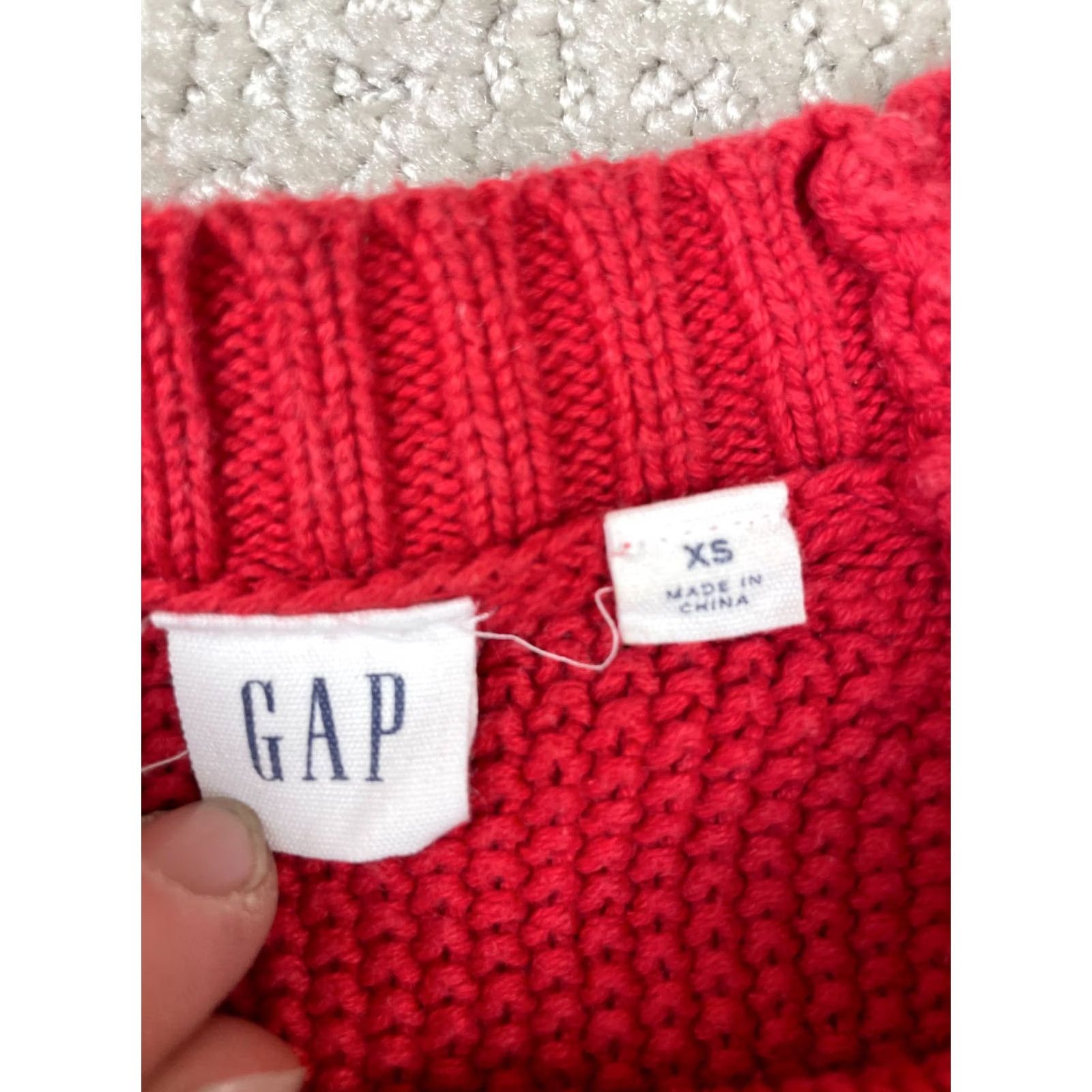 Gap GAP Sweater Womens XS Red Cable-Knit Cotton Chunky Fisherman Crewneck Pullover Size XS / US 0-2 / IT 36-38 - 4 Thumbnail