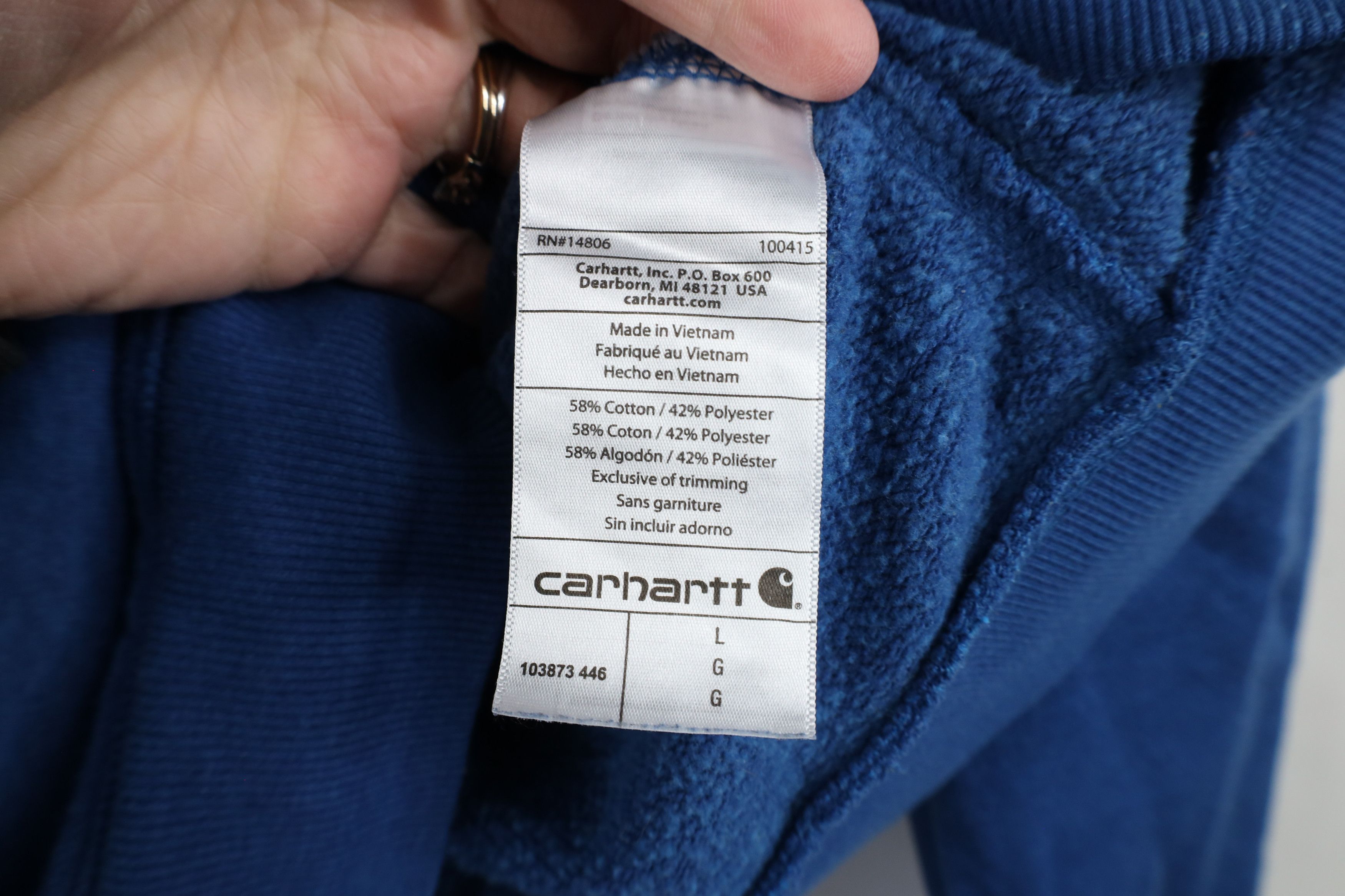 Carhartt × Vintage Vintage Y2K Carhartt Spell Big Logo Hoodie Sweatshirt Blue Size US L / EU 52-54 / 3 - 9 Thumbnail