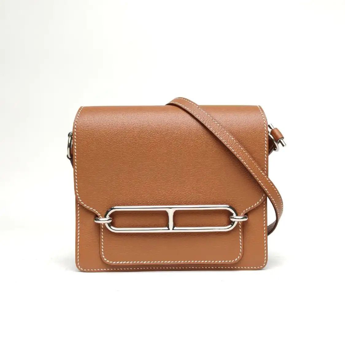 Hermes Hermes Roulis 19 Gold Brown Evercolor cowhide leather crossbody bag silver hardw Size ONE SIZE - 1 Thumbnail