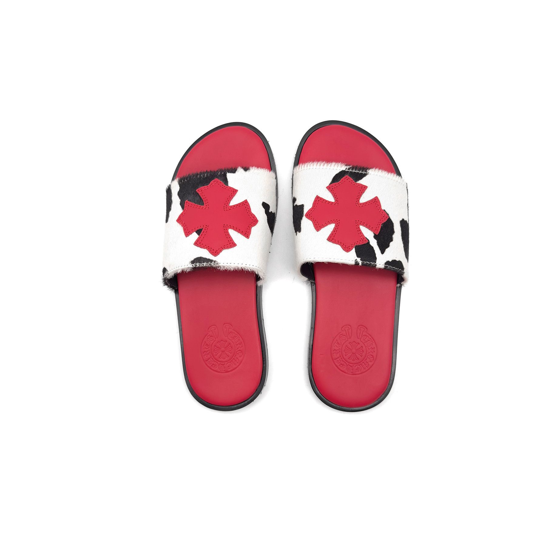 Chrome Hearts Chrome Hearts Red Plus Patch Pony Hair Cow Slide Slippers Size US 6 / IT 36 - 1 Thumbnail