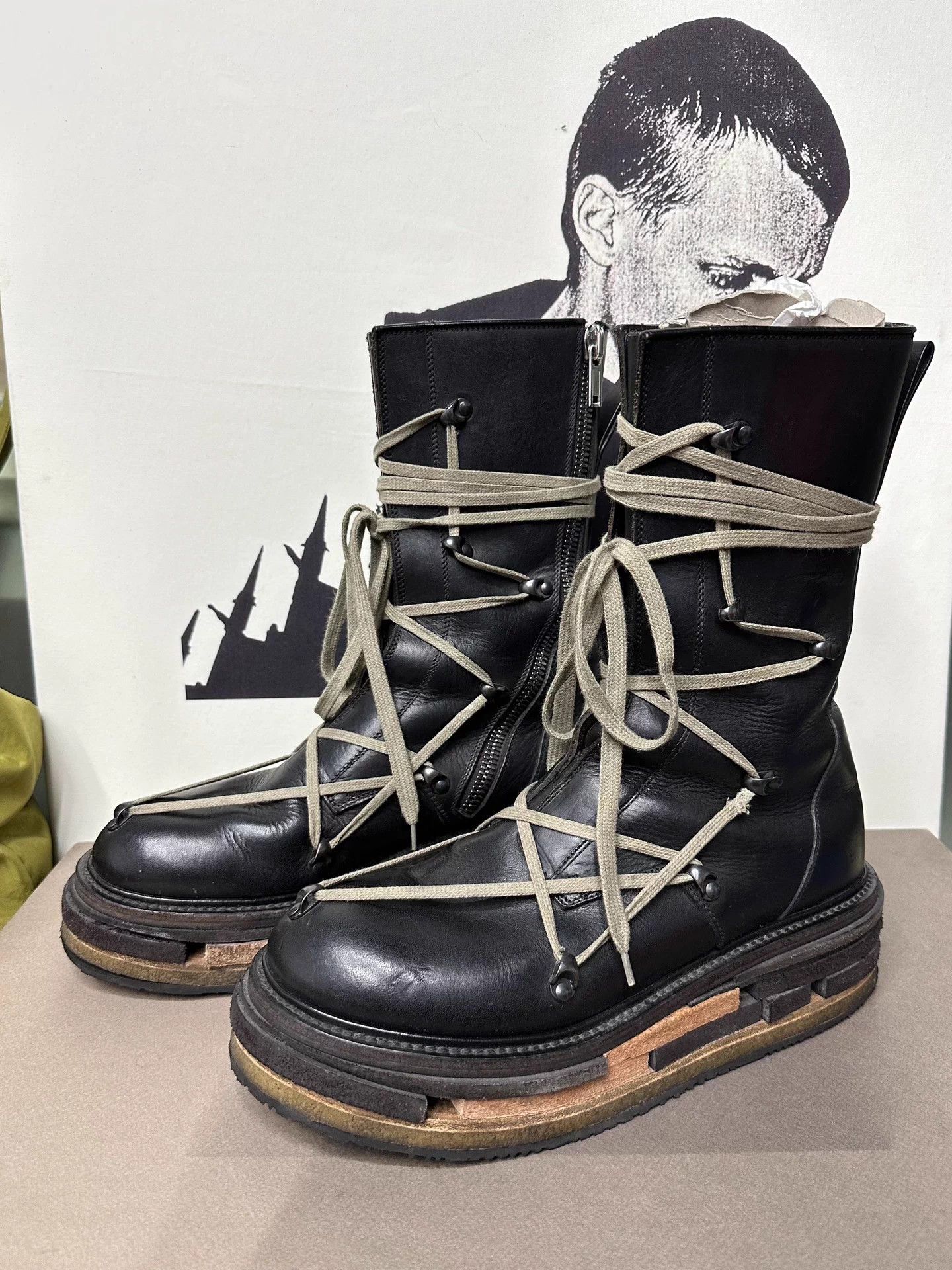 Rick Owens Black Pentagram Hiking Boots Dirt SS18 | Grailed