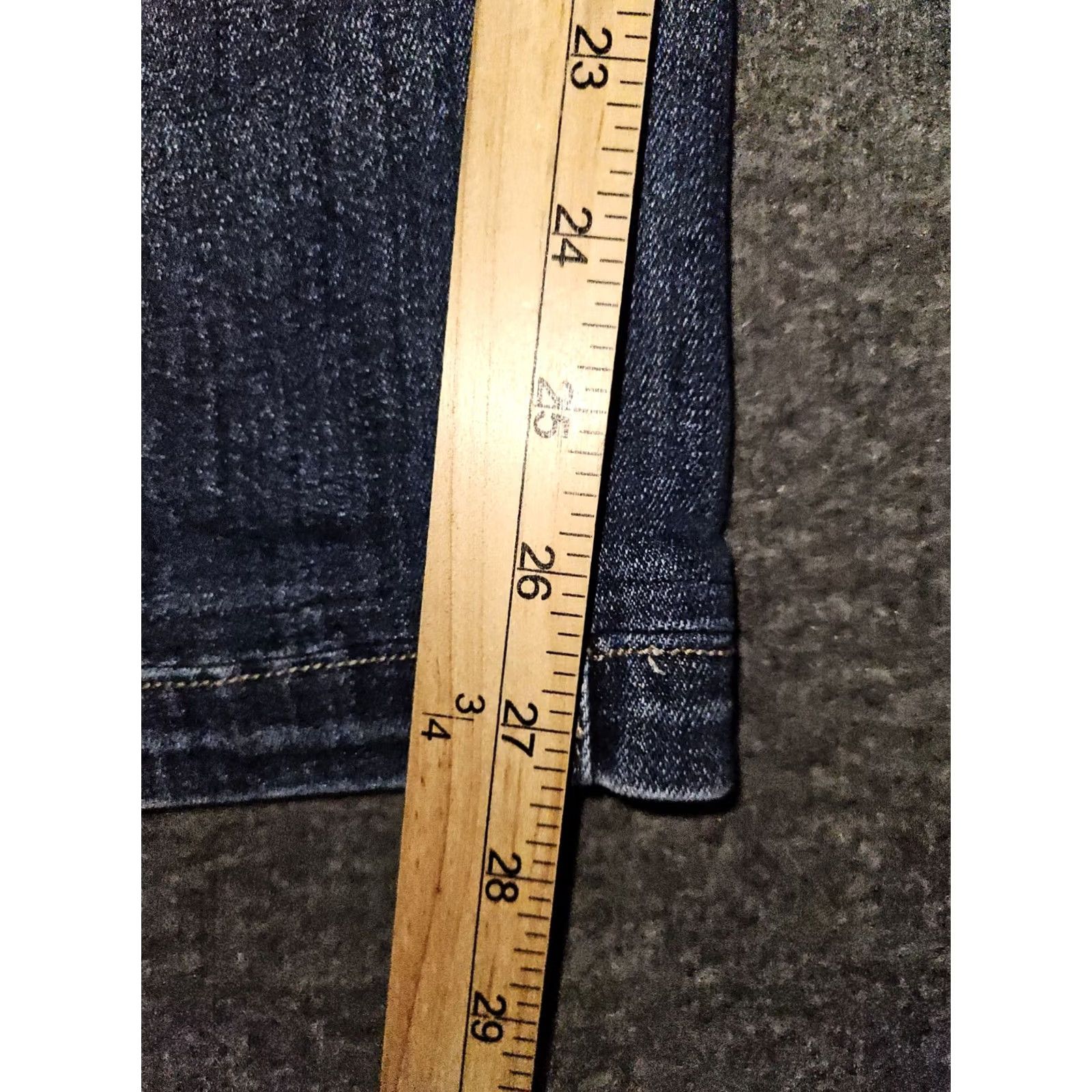 Vintage Kancan Straight Leg Jeans Women's 9 Regular Size 29 in Blue Denim Stretch Slit City Preppy HIGH RISE 27 in Inseam Mens Womens Girls Size 30" / US 8 / IT 44 - 6 Thumbnail