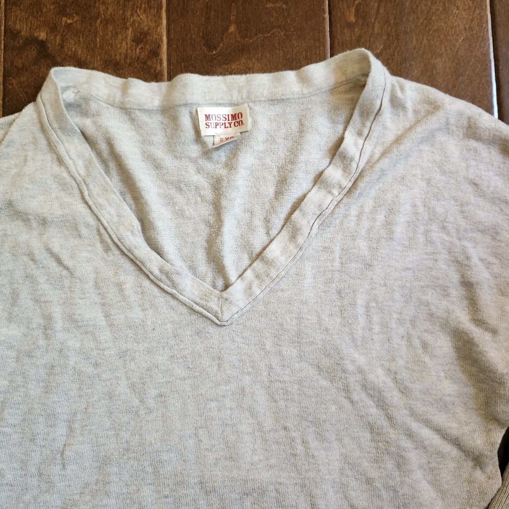 Mossimo Mossimo Supply Women's Gray V-Neck Thin Sweater XS Pullover Regular Cotton, Modal Long Sleeve Size XS / US 0-2 / IT 36-38 - 3 Thumbnail