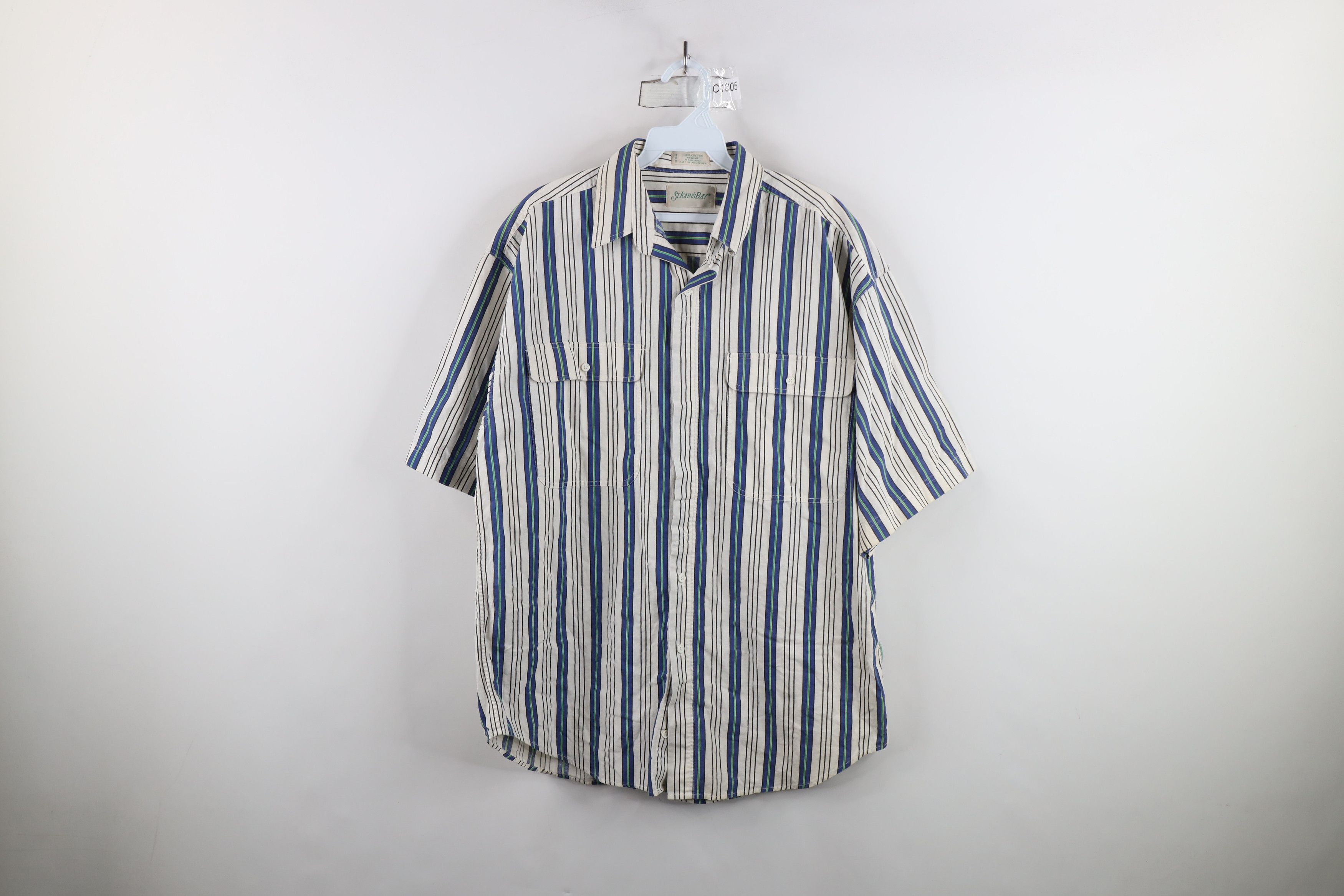 Vintage Vintage 90s Streetwear Striped Short Sleeve Button Shirt Size US S / EU 44-46 / 1 - 1 Thumbnail