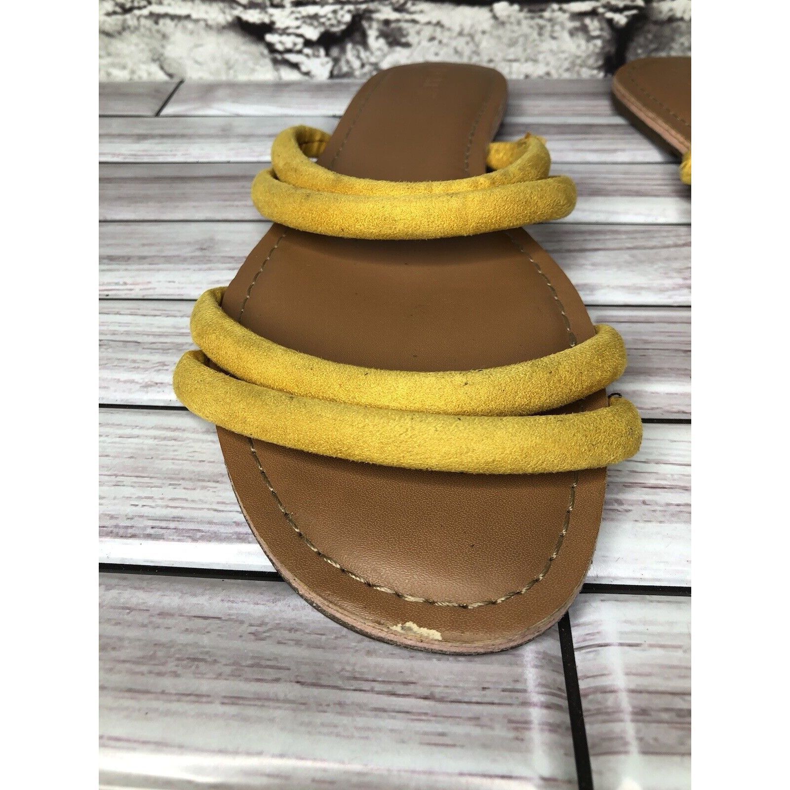 J.Crew J. Crew Factory Seaside Yellow Suede Double Strap Slides San Size US 9 / IT 39 - 4 Thumbnail