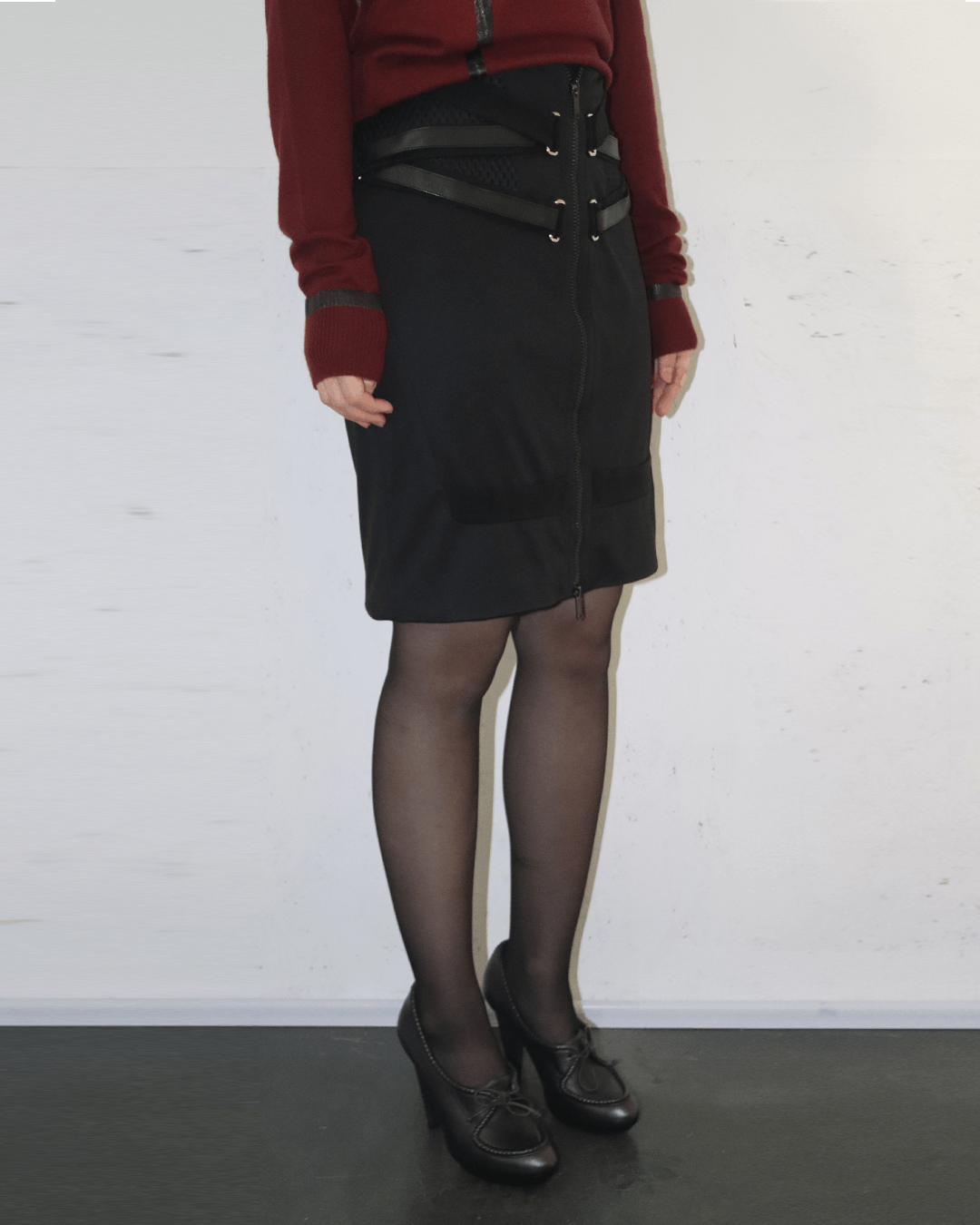 Gucci Gucci by Frida Giannini SS10 Strap Detail Mesh Panel Skirt Size 26" / US 2 / IT 38 - 3 Thumbnail