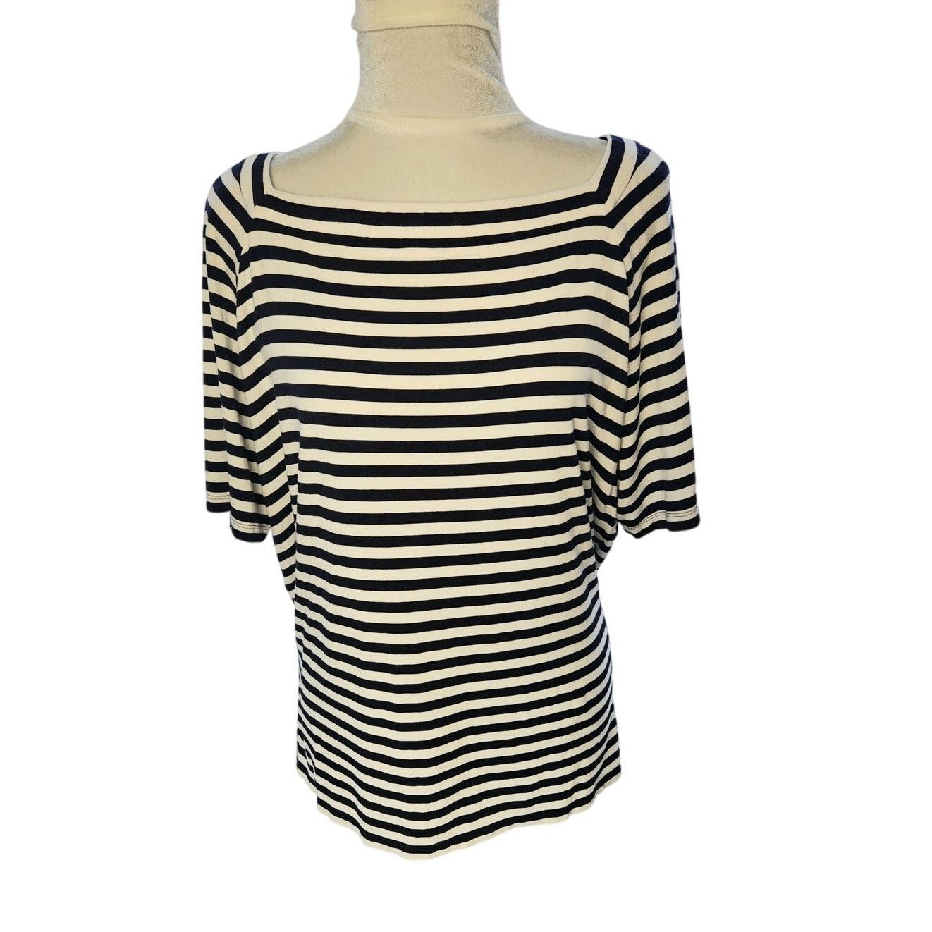 Talbots Talbots Woman Plus Size 2X 18W 20W Top Navy White Blouse Size XXL / US 16-18 / IT 52-54 - 3 Thumbnail