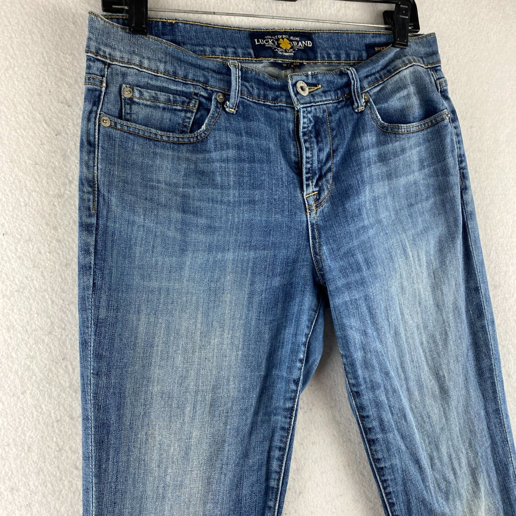 Lucky Brand Lucky Brand Jeans Womens 8/29 Blue Sweet N Low Distressed Flared Denim Pants Pockets 5-Pocket Regular Waist 31in Inseam 29in Cotton Blend Denim Size 30" / US 8 / IT 44 - 4 Thumbnail