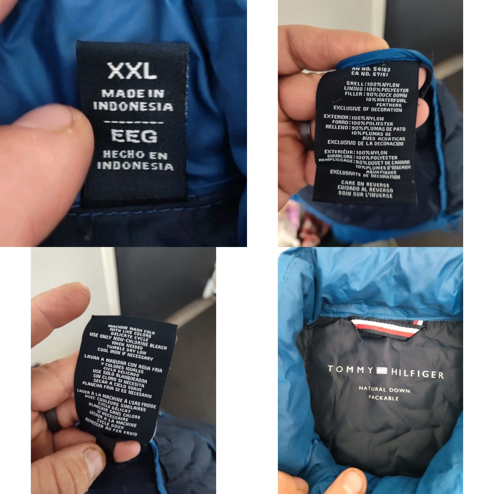 Tommy Hilfiger Tommy Hilfiger Packable Natural Duck Down Jacket Mens Blue Quilted 2XL Winter Puffer Coat Size US XXL / EU 58 / 5 - 8 Thumbnail