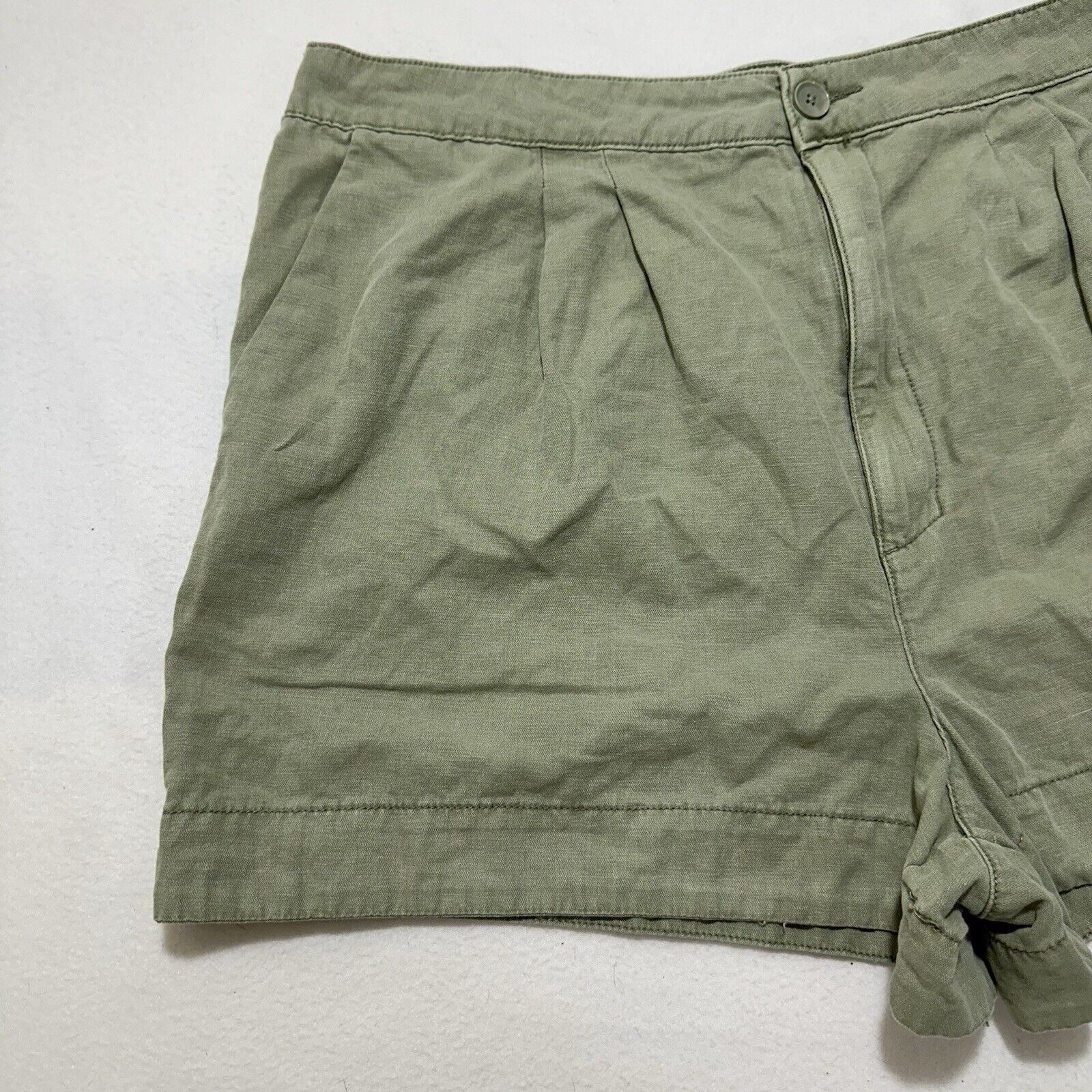 Joie Joie XXL Green Cotton Linen 3.5" Inseam High Rise Shorts Size 42" / US 20 - 3 Thumbnail
