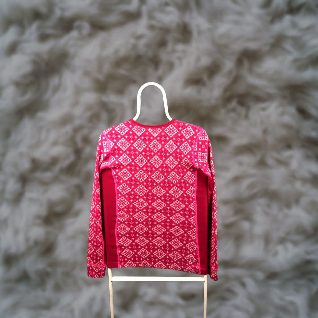 Vintage Kari Traa Women's Pink Geometric Patterned Wool Blend Jersey Top M Casual Size M / US 6-8 / IT 42-44 - 1 Thumbnail