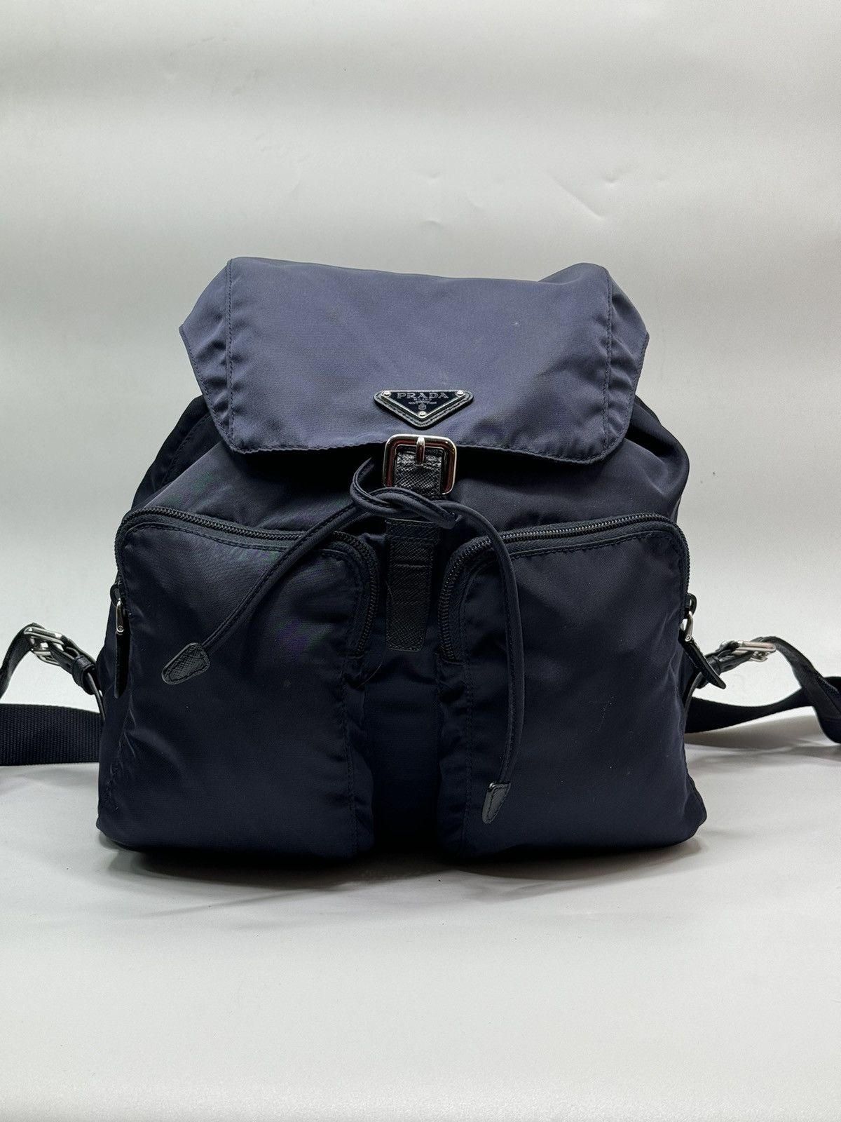 Prada Prada Zainetto Navy Tessuto Nylon Leather Backpack Rucksack Size ONE SIZE - 3 Thumbnail