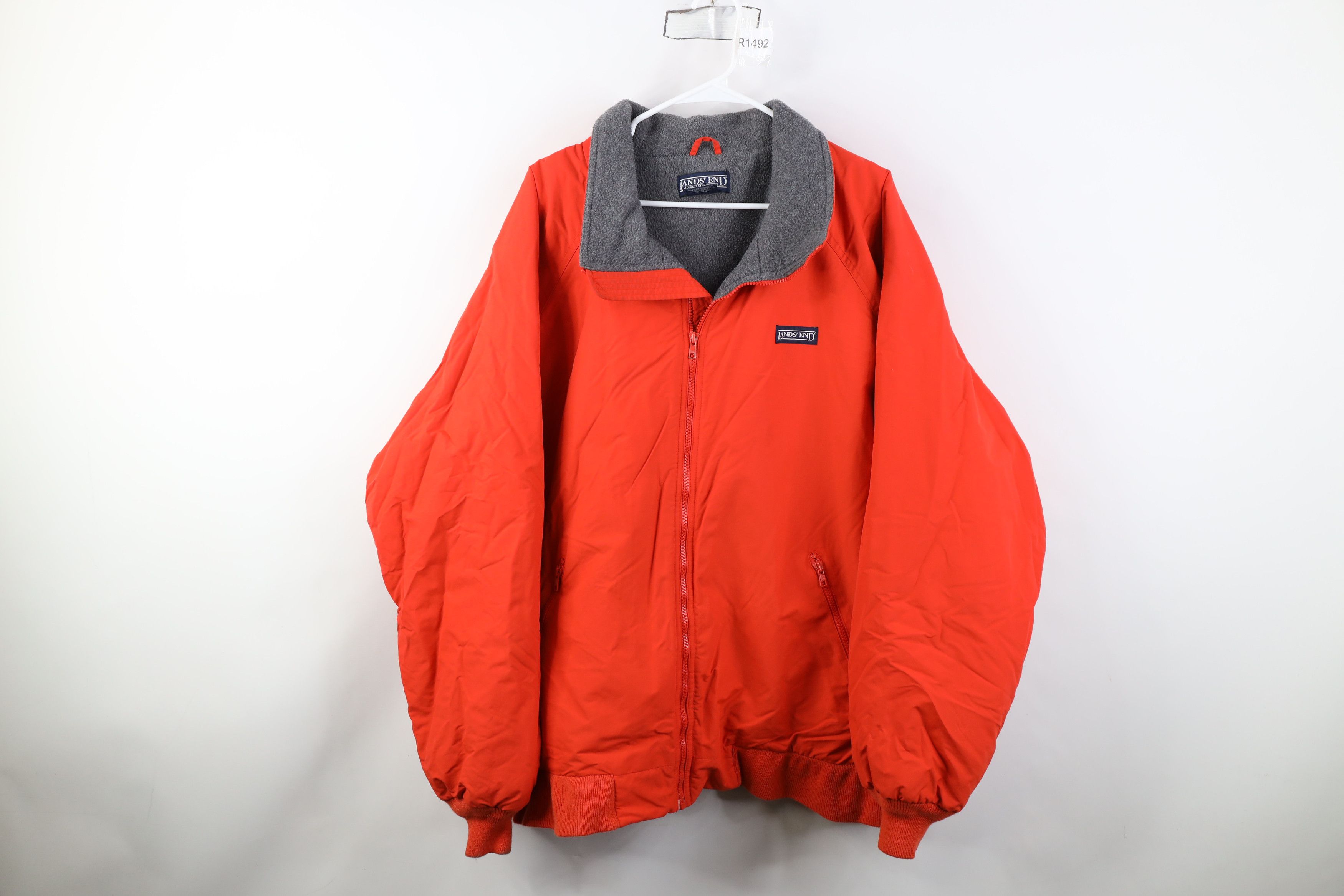 Lands' End Vintage 90s Lands End Fleece Lined Full Zip Jacket Orange Size US XXL / EU 58 / 5 - 1 Thumbnail