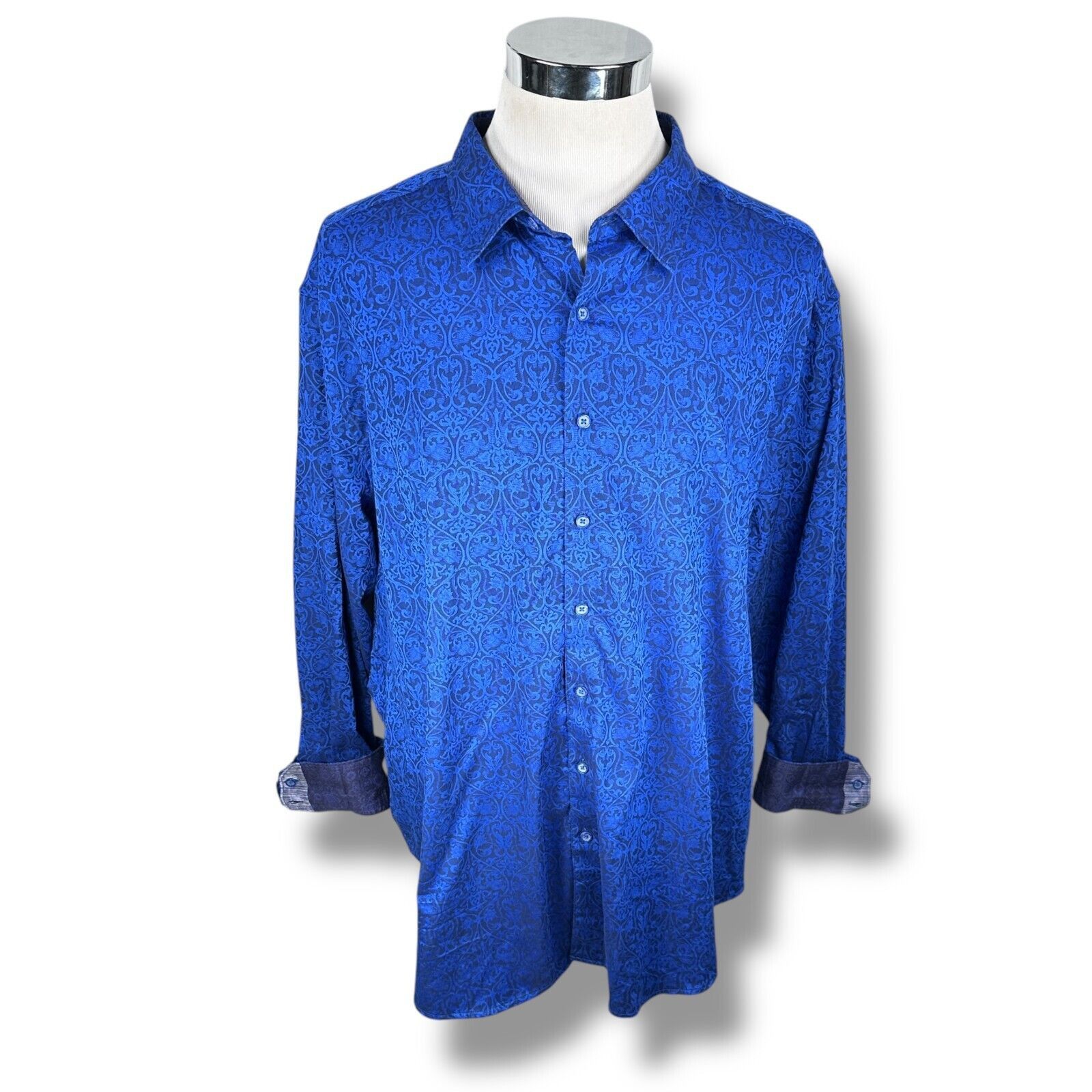 Robert Graham Robert Graham Shirt Men's 3XL XXXL Blue Damask Flip Cuff Size US XXL / EU 58 / 5 - 1 Thumbnail