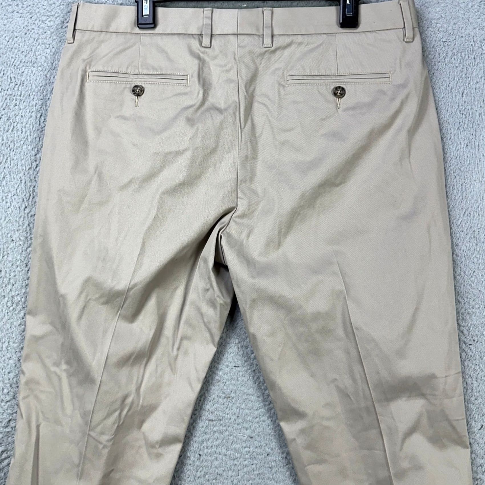Bonobos Bonobos Wednesday Men Khaki Pants 35X30 Beige Flat Front Straight Tailored NEW Size US 35 - 2 Thumbnail
