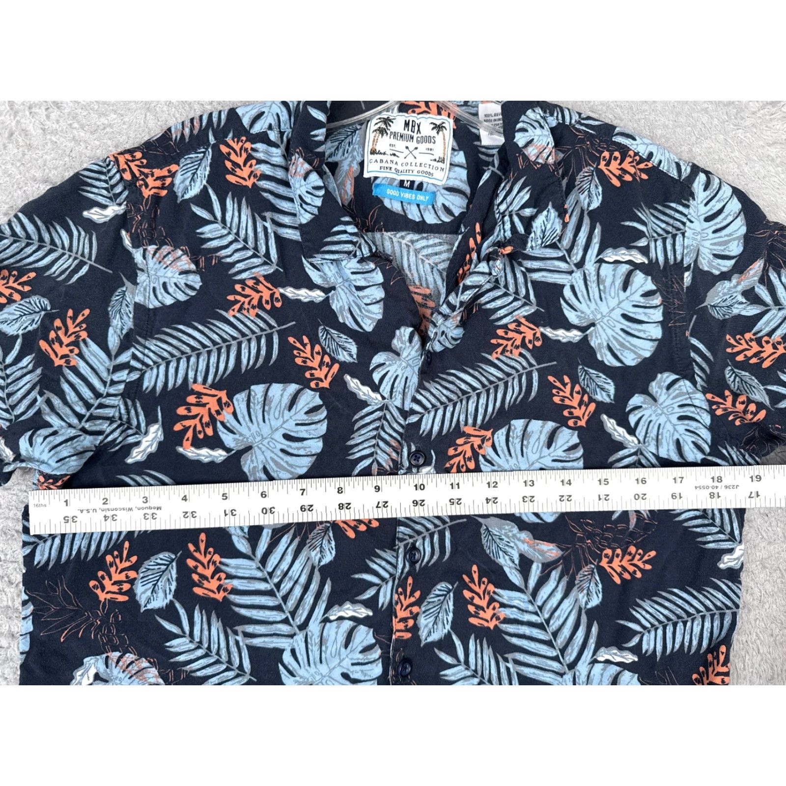 Vintage MBX Premium Goods Shirt Men Medium Blue Floral Hawaiian 100% Rayon Short Sleeve Size US M / EU 48-50 / 2 - 7 Thumbnail