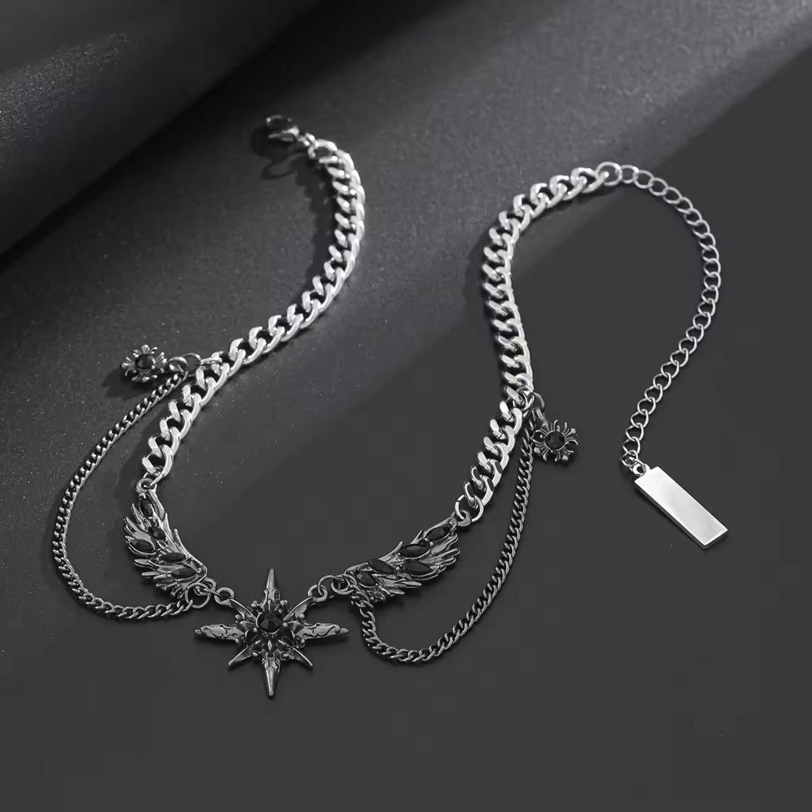 Jewelry Hip Hop Geometric Octagonal Star Wing Pendant Choker Size ONE SIZE - 6 Thumbnail