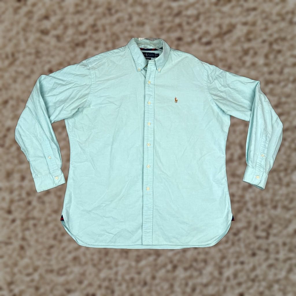 Polo Ralph Lauren VINTAGE Polo Ralph Lauren Shirt Men XL Blue Button-Up Cotton Long Sleeve Solid, Pocketed, Collared, Regular Fit, Wool? Size US XL / EU 56 / 4 - 1 Thumbnail