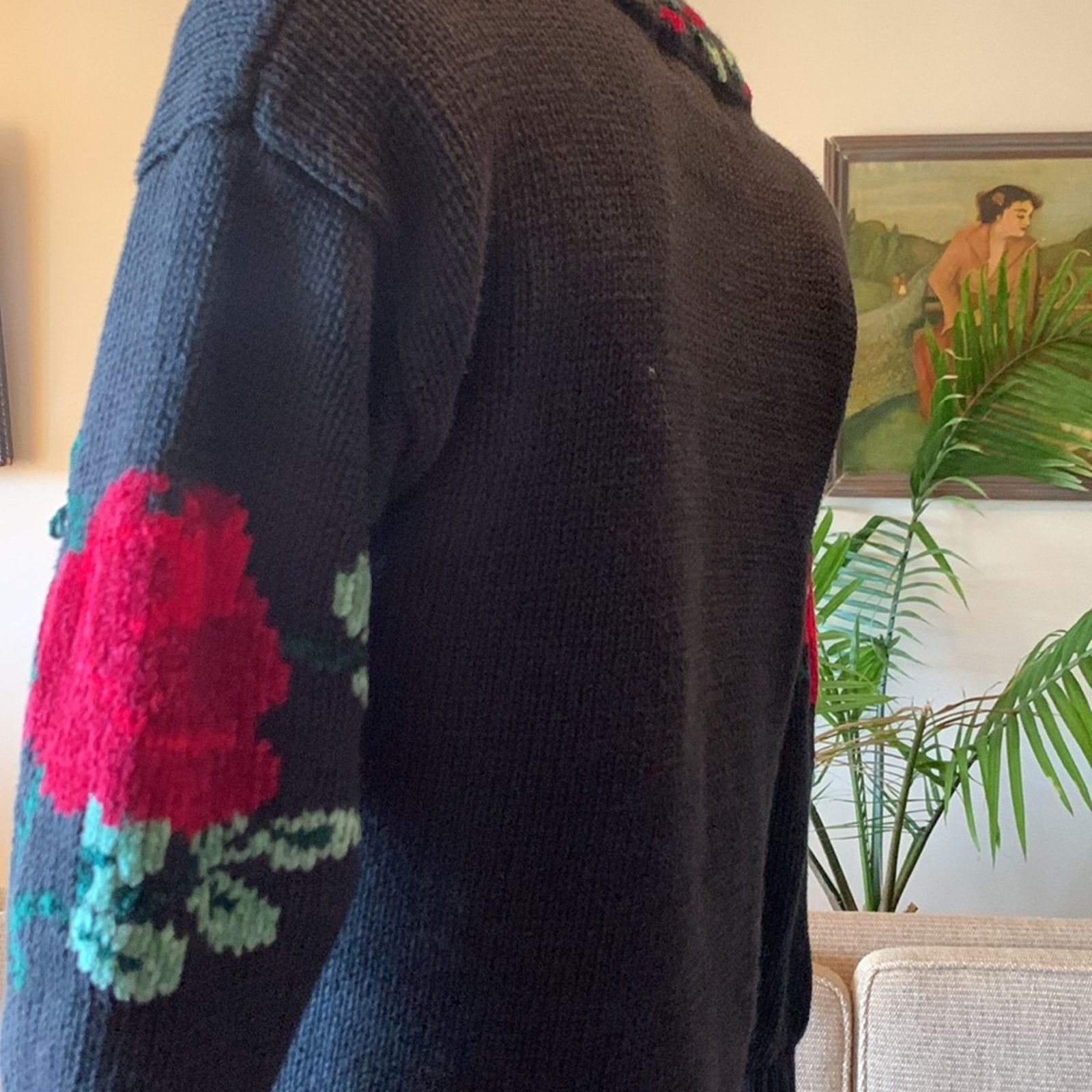 Vintage 80’s Allison Smith Roses floral chenille sweater Size M / US 6-8 / IT 42-44 - 4 Thumbnail