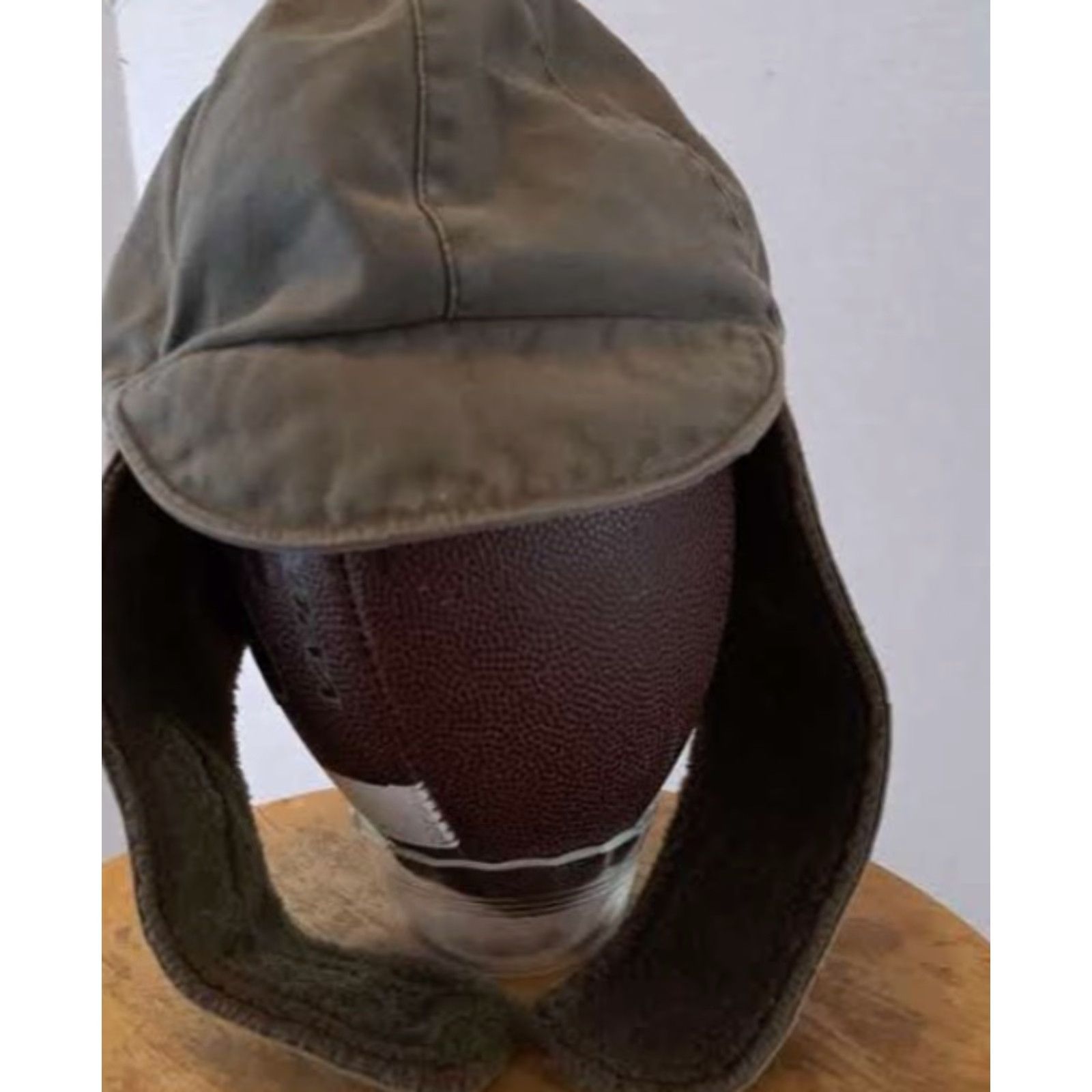 Vintage VINTAGE Albert Kempf Teunz Skull Cap Men Adjustable Green Cotton Canvas Insulated Ear Flap Winter Military 7 1/4 Medium Size ONE SIZE - 4 Thumbnail