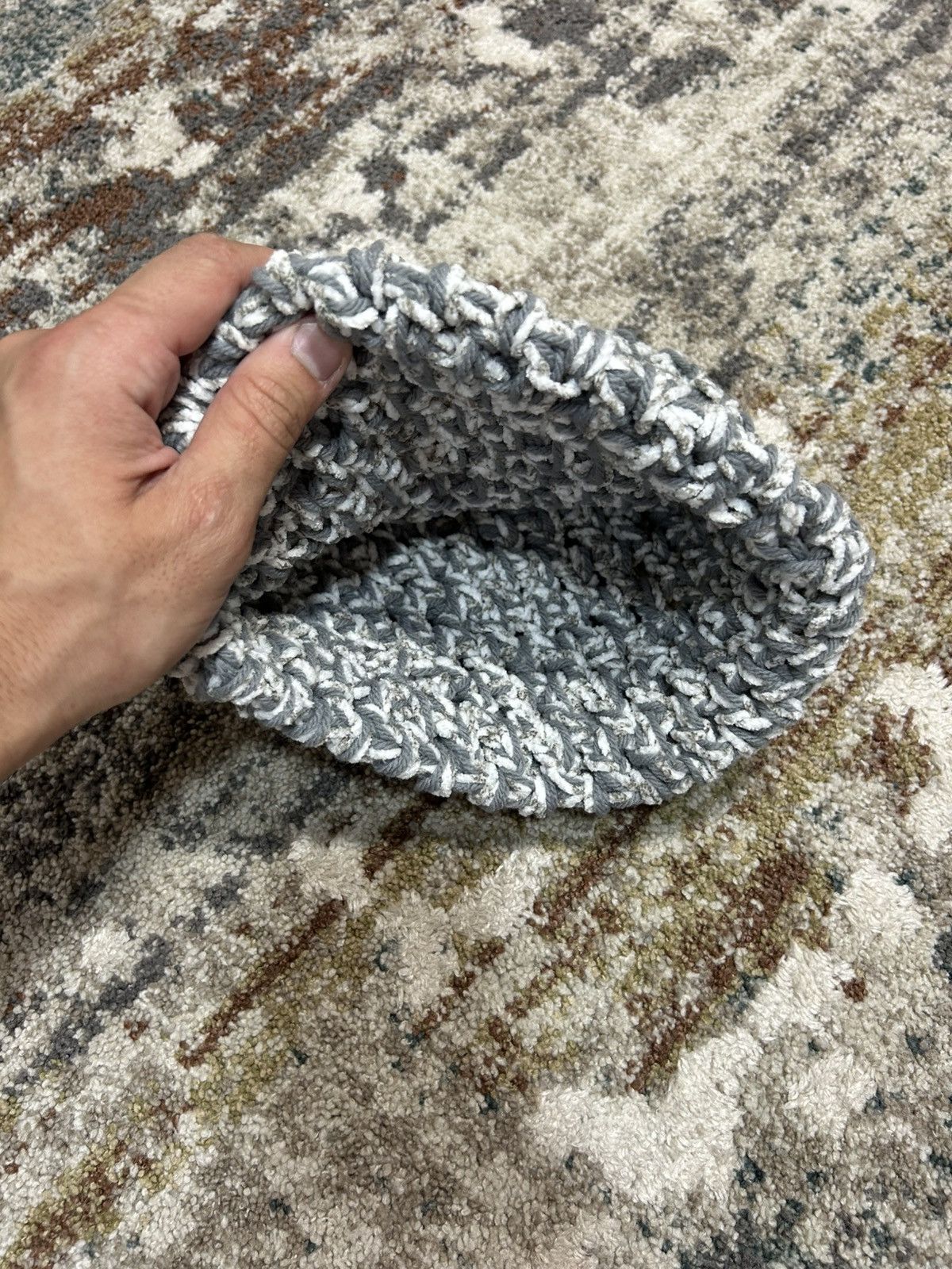 Other Hand-Knitted Beanie Grey/White Size ONE SIZE - 2 Thumbnail