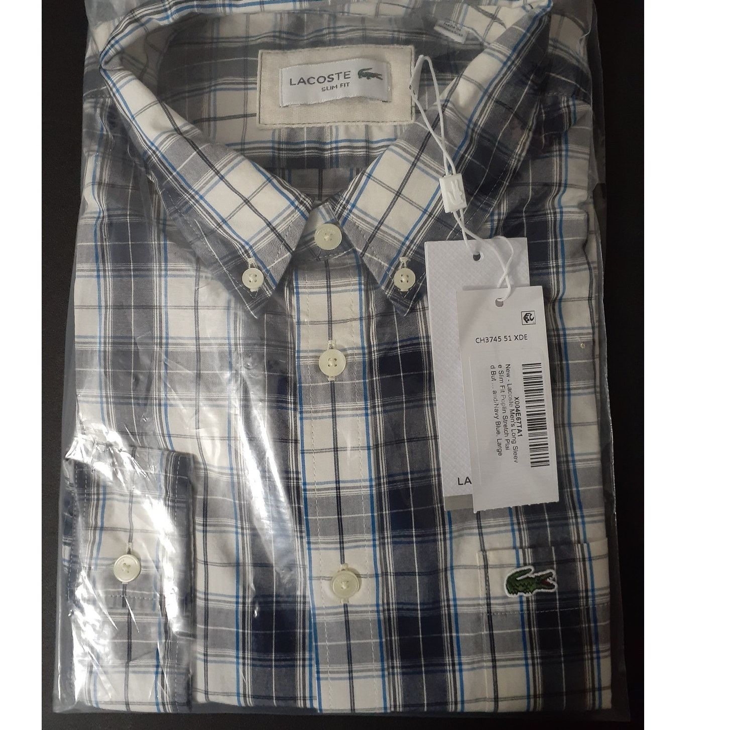 Lacoste Lacoste Men's Long Sleeve Slim Poplin Stretch Shirt Blue L Size US L / EU 52-54 / 3 - 2 Thumbnail