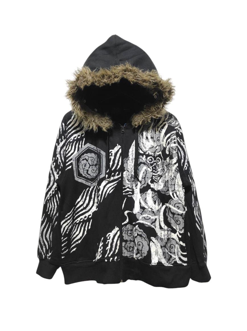 Japanese Brand Sukajan Black Zipper fur hoodie LGB style Size US M / EU 48-50 / 2 - 1 Thumbnail